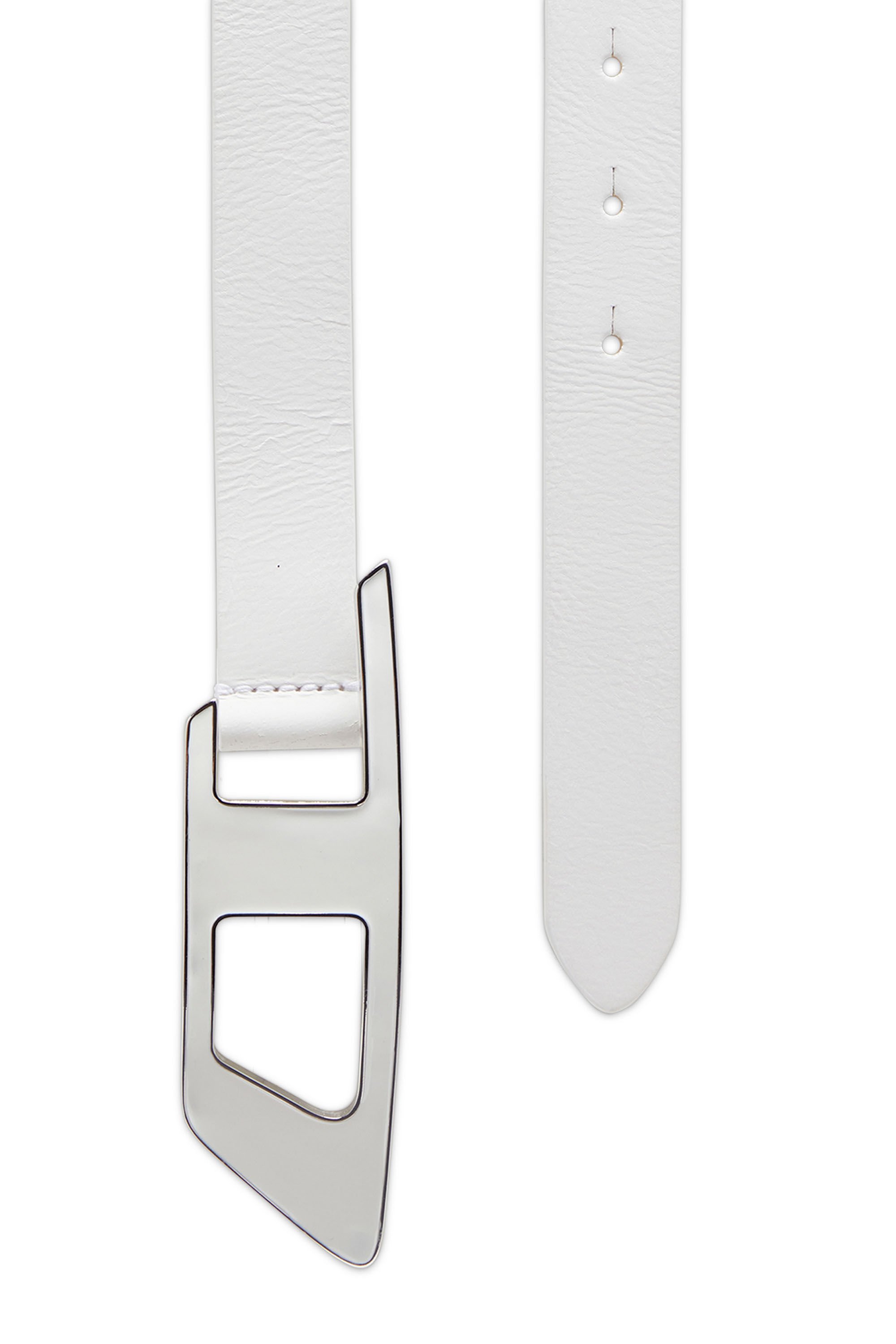 Diesel - B-DLOGO II, Female's Leather belt with enamelled D buckle in ホワイト - 2