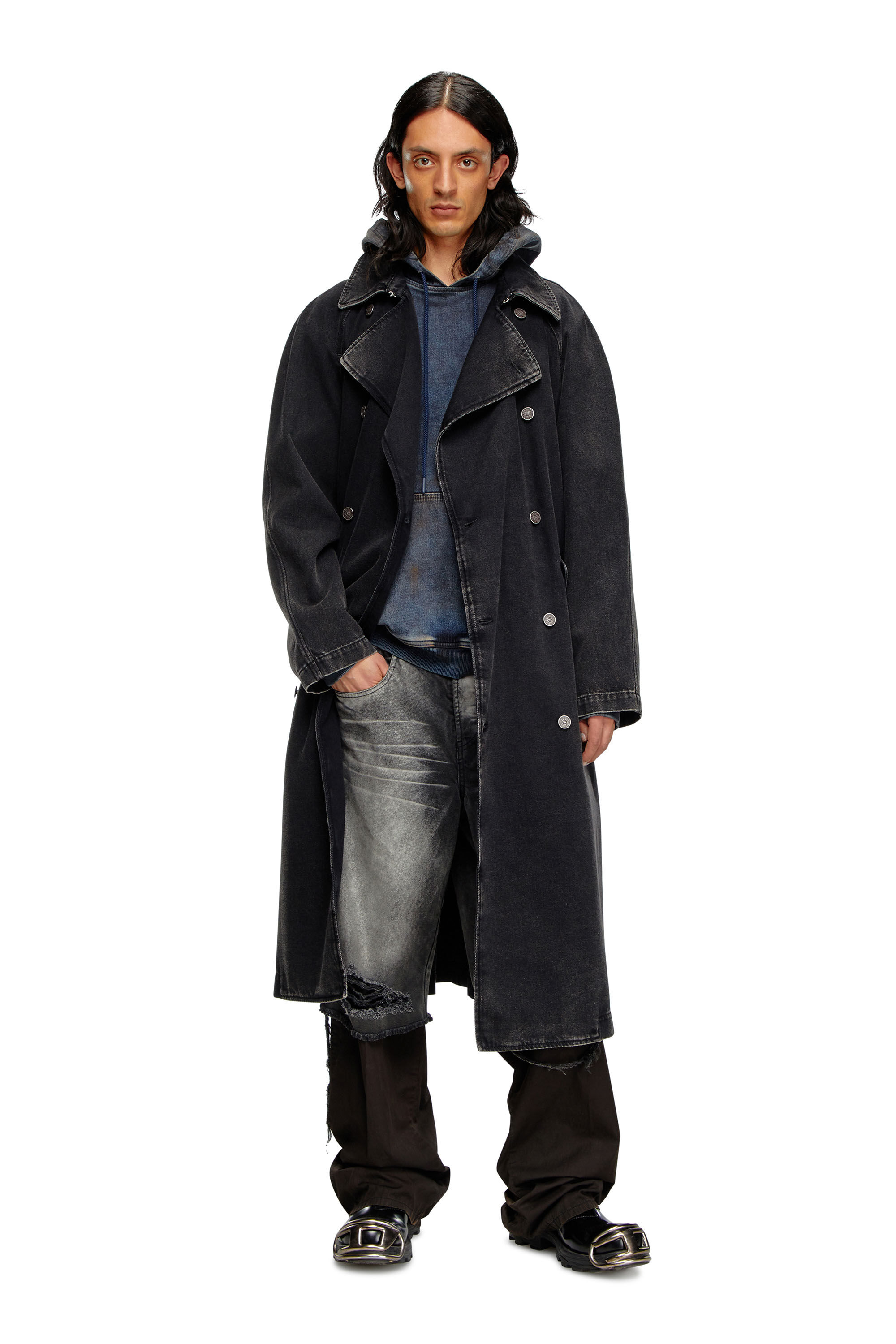 Diesel メンズ コート D-DELIRIOUS-D クリーン ウォッシュ デニム 