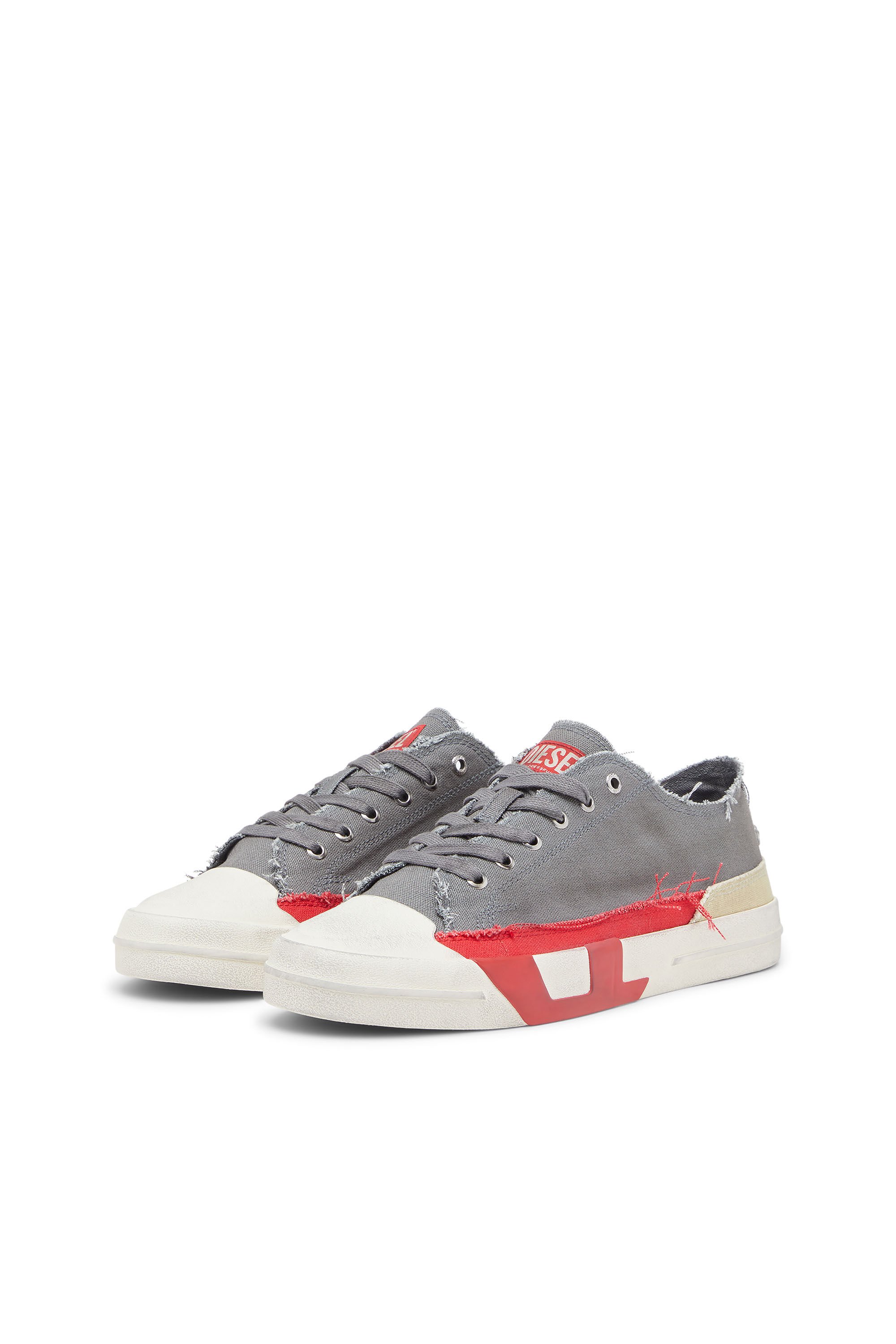 Diesel - S-D-VERSE LOW, Male's S-D-Verse-Dirty-effect canvas sneakers in グレー - 9