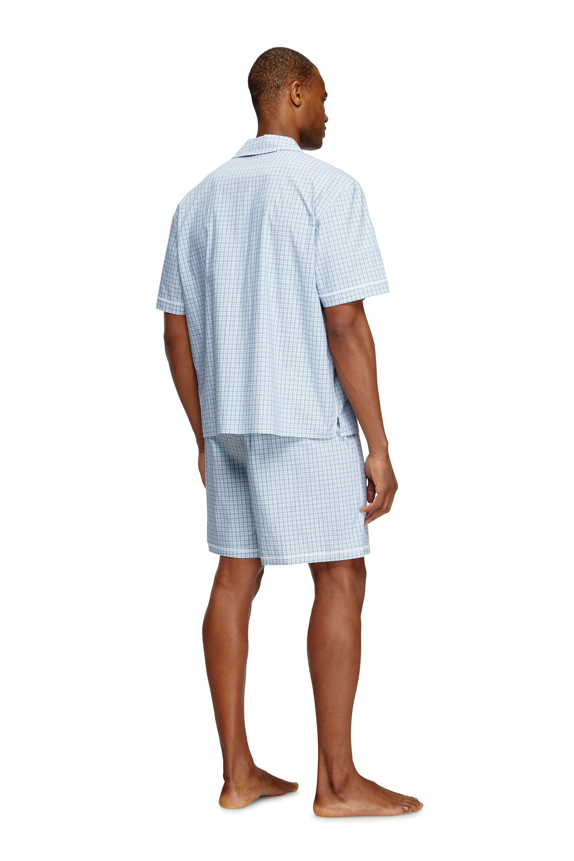 Diesel - SET-RAFAEL-D-CORE, Male's Short pyjamas in check cotton in ライトブルー - 3