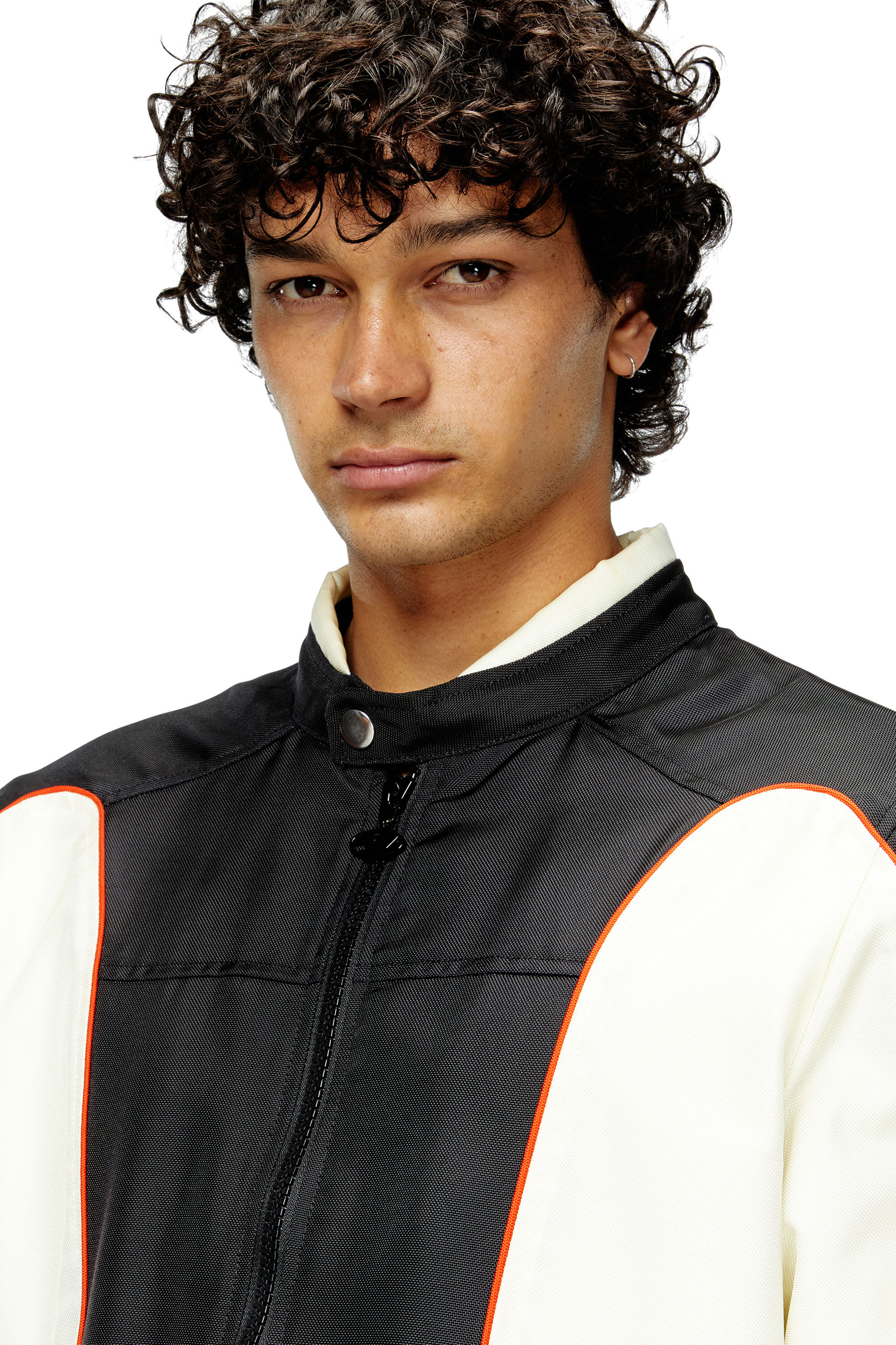Diesel - J-BLINK-A, Male's Colour-block biker jacket with piping in ホワイト/ブラック - 4
