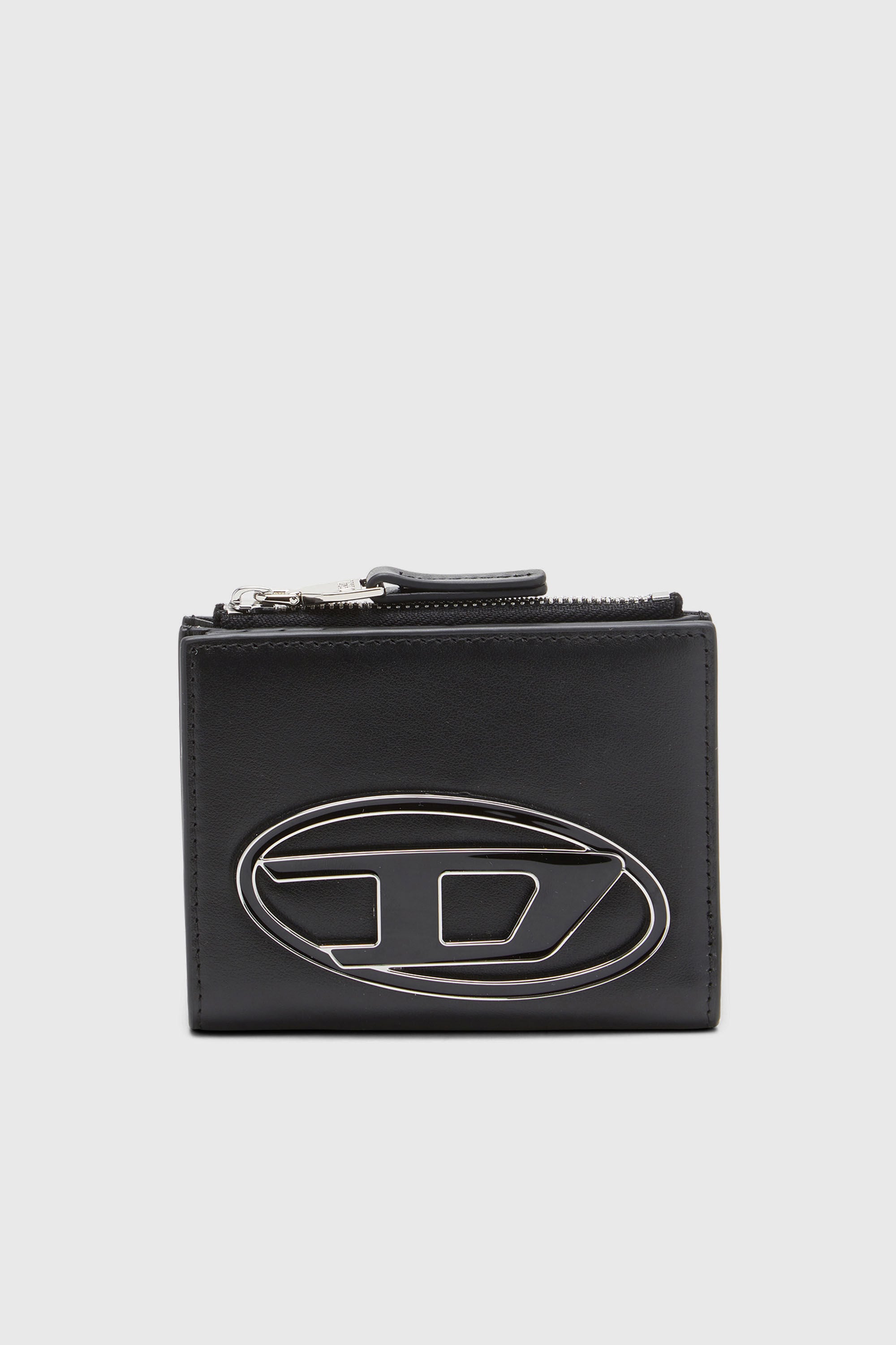 Diesel - 1DR BI-FOLD ZIP II, Female's Small leather wallet with logo plaque in ブラック - 1