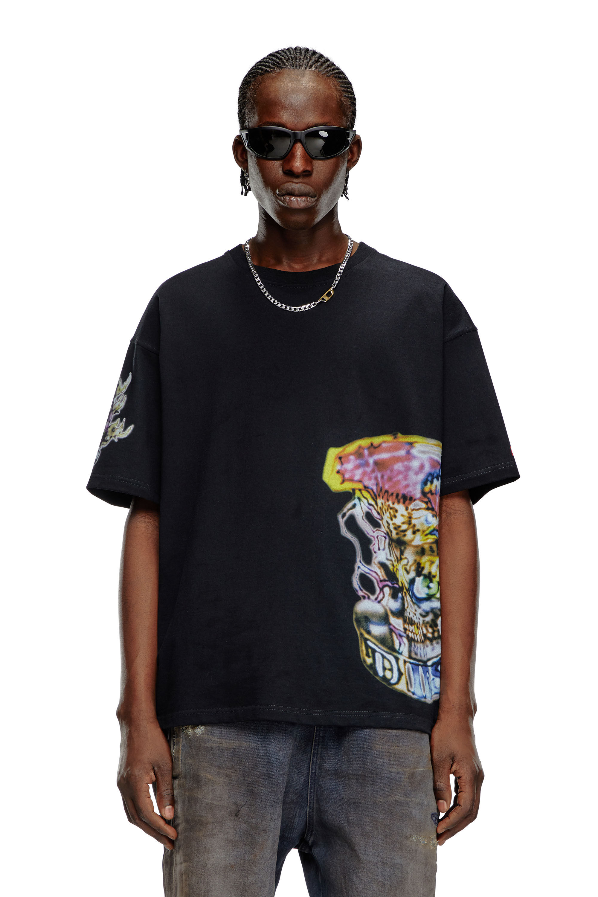 Diesel メンズ Tシャツ T-BOXT-Q14 ぼかし タトゥー プリント Tシャツ ブラック｜ディーゼル（DIESEL）公式オンラインストア