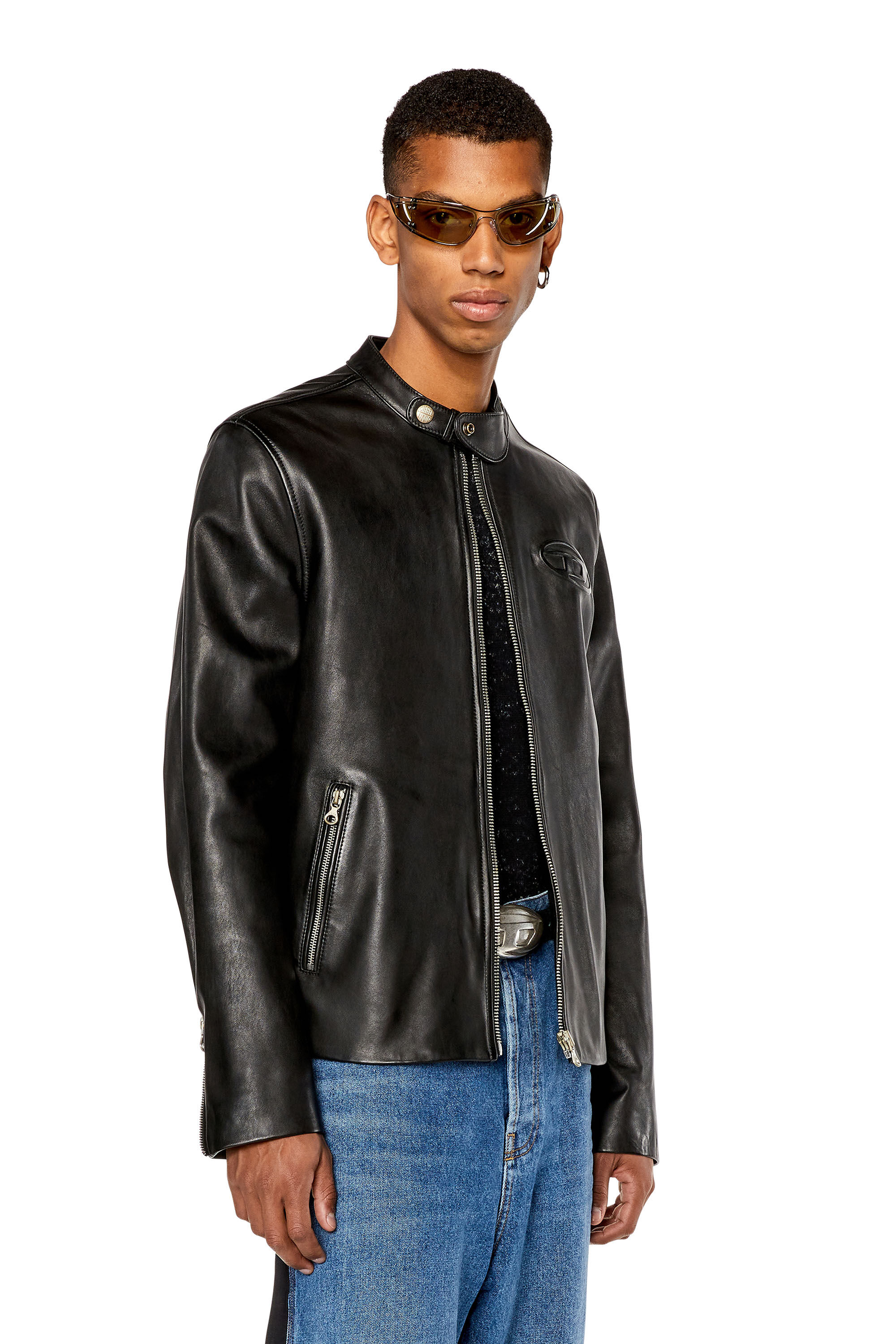Diesel - L-METALO, Male's レザージャケットシングルライダース in ブラック - 3