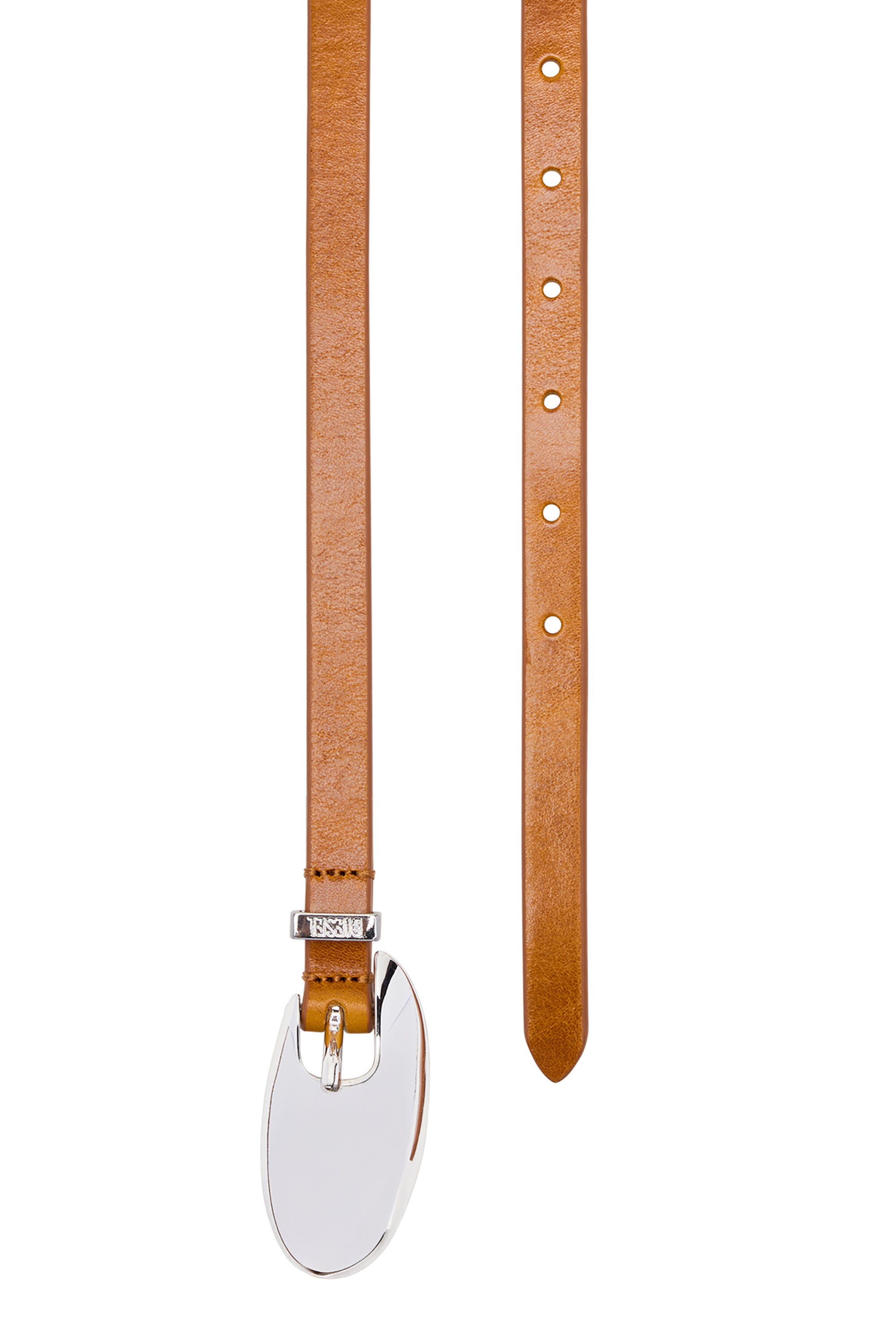 Diesel - B-ROP 15, Female's 1.5cm leather belt with sculptural buckle in ライトブラウン - 3