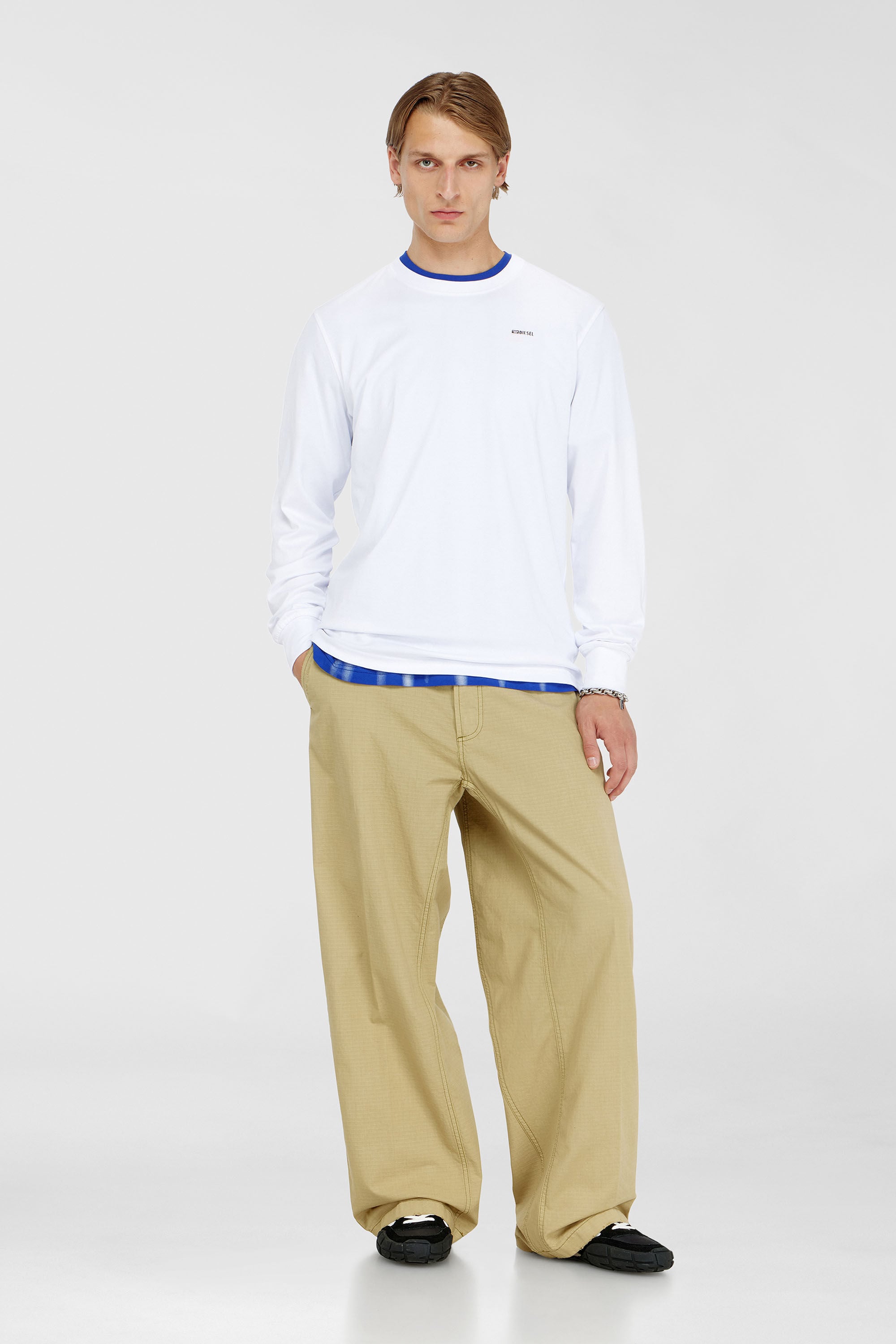Diesel - T-ADJUST-LS-MET, Male's 長袖Tシャツ in ホワイト - 1