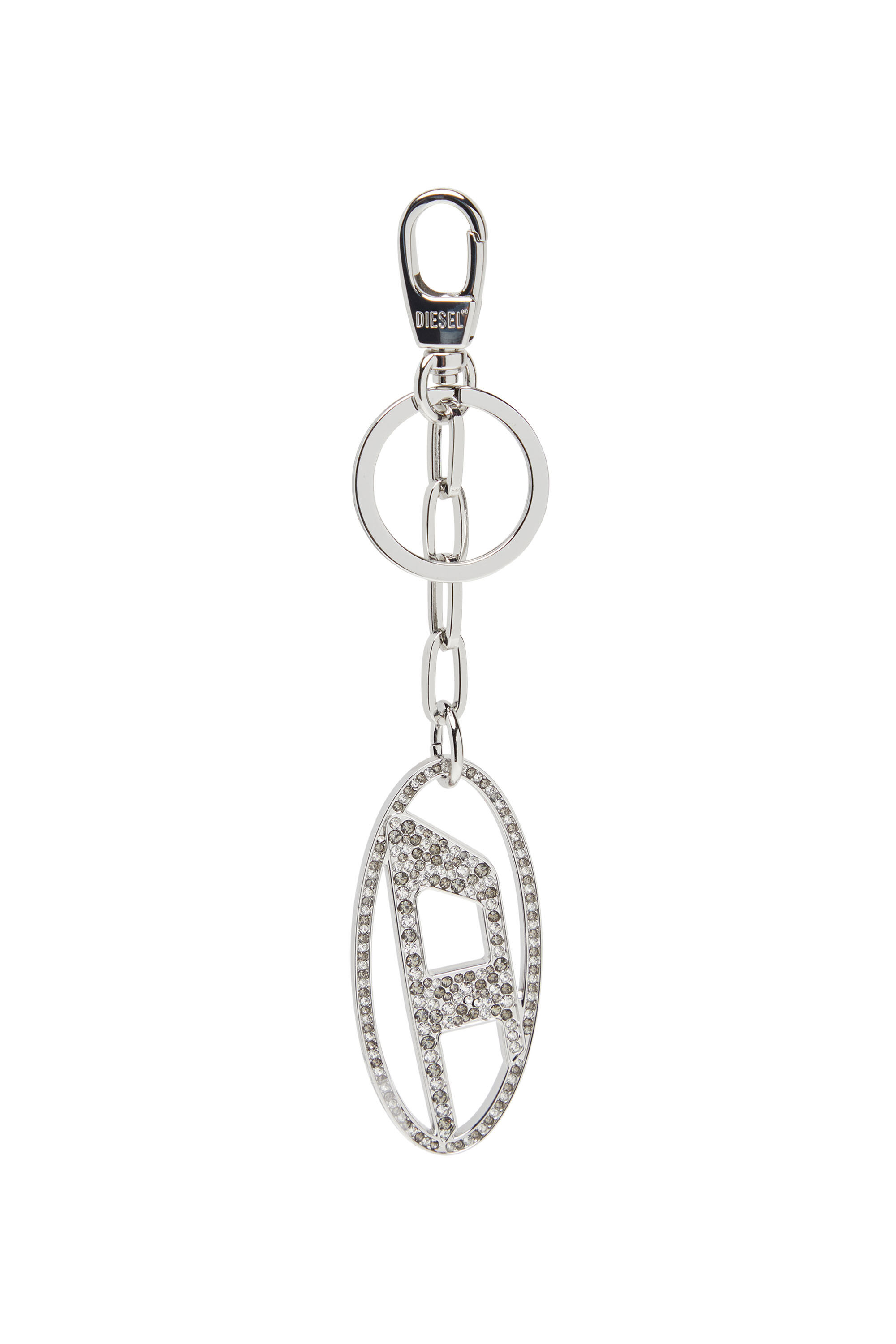 Diesel - HOLY-C, Female's Metal Oval D keyring with crystals in シルバー - 1