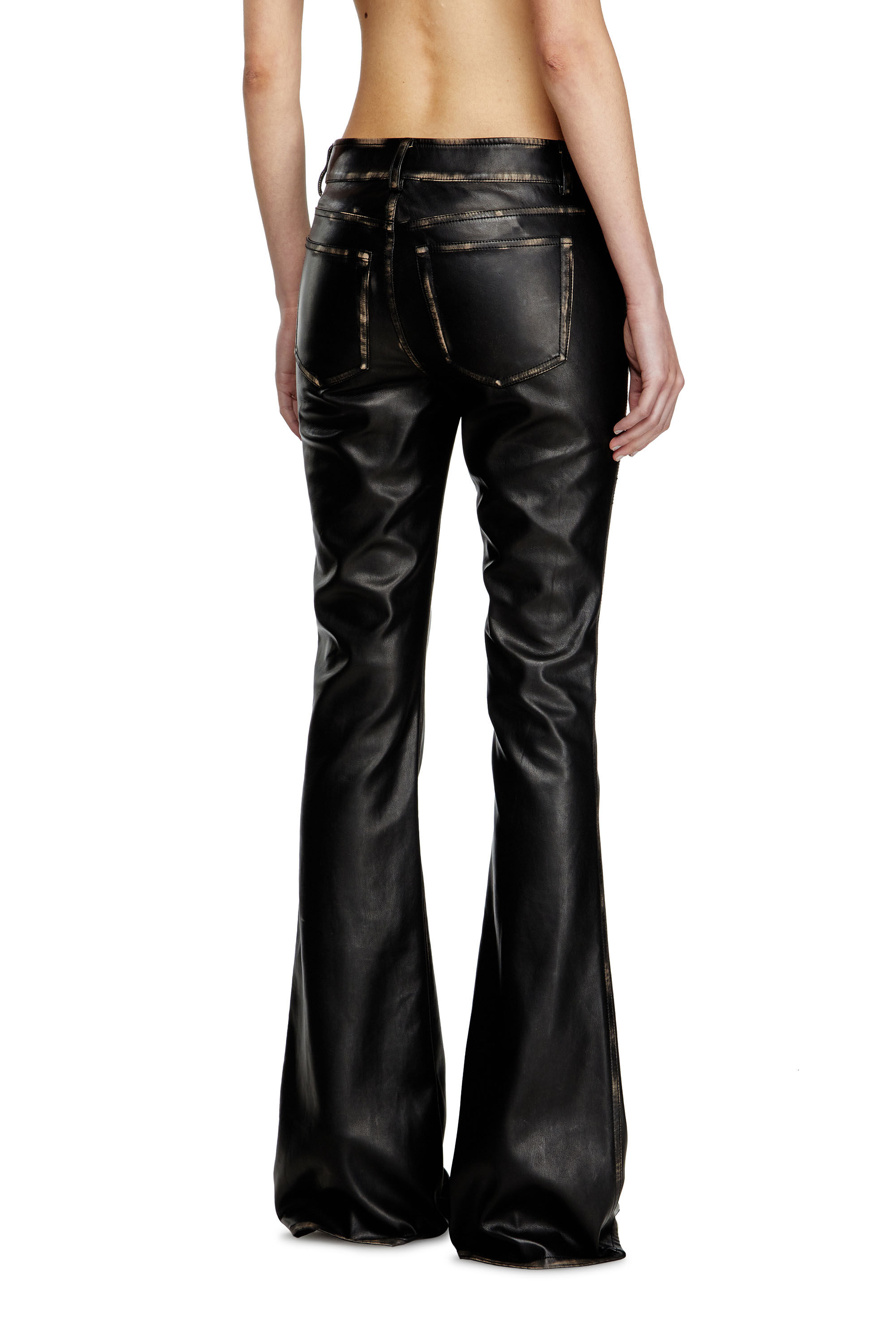 Diesel - P-STELLAR-Q1, Female's Faux leather five pocket pants in ブラック - 4