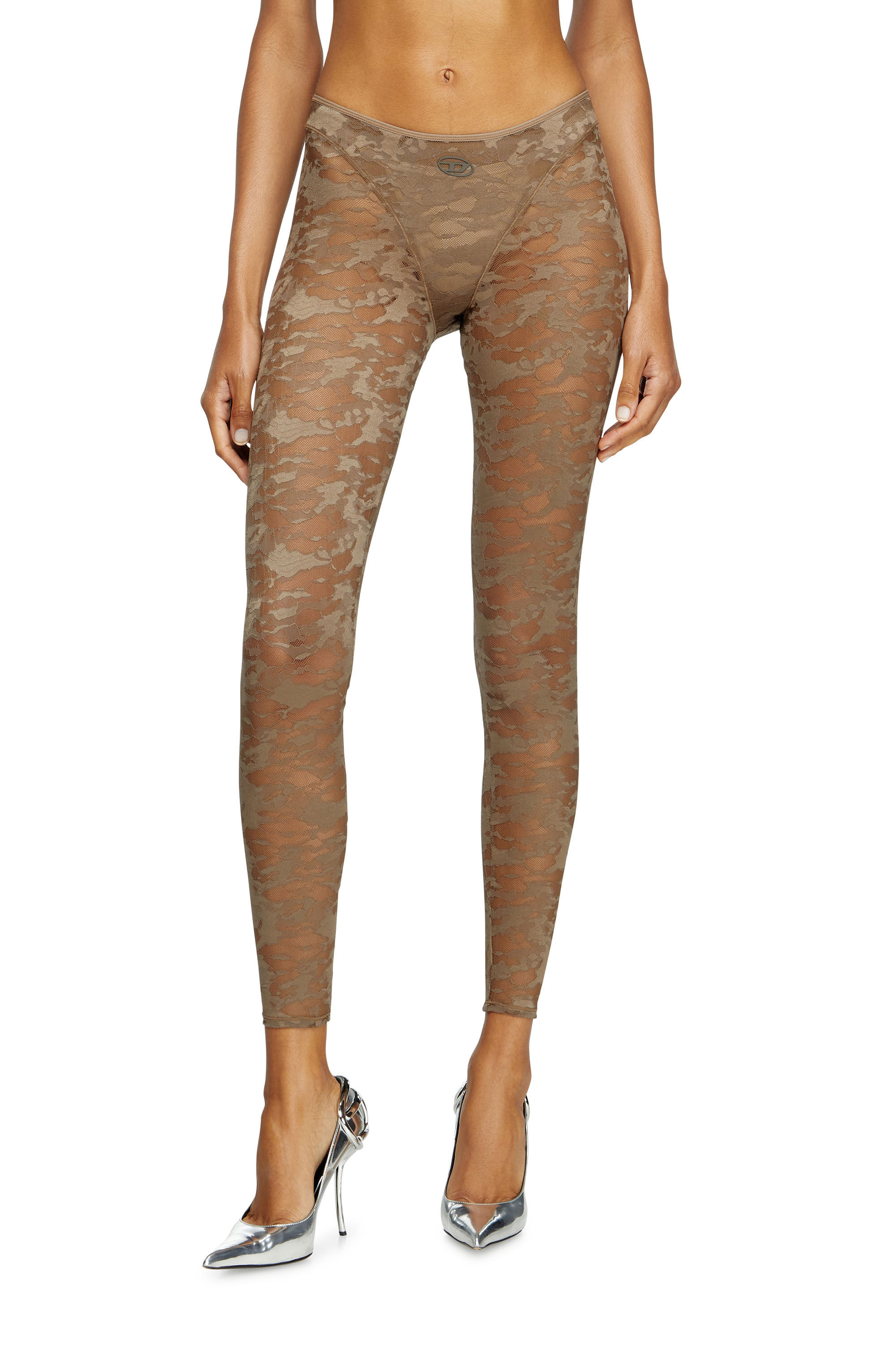 Diesel - CLAIRE-UTLT, Female's Camo lace leggings in ブラウン - 3