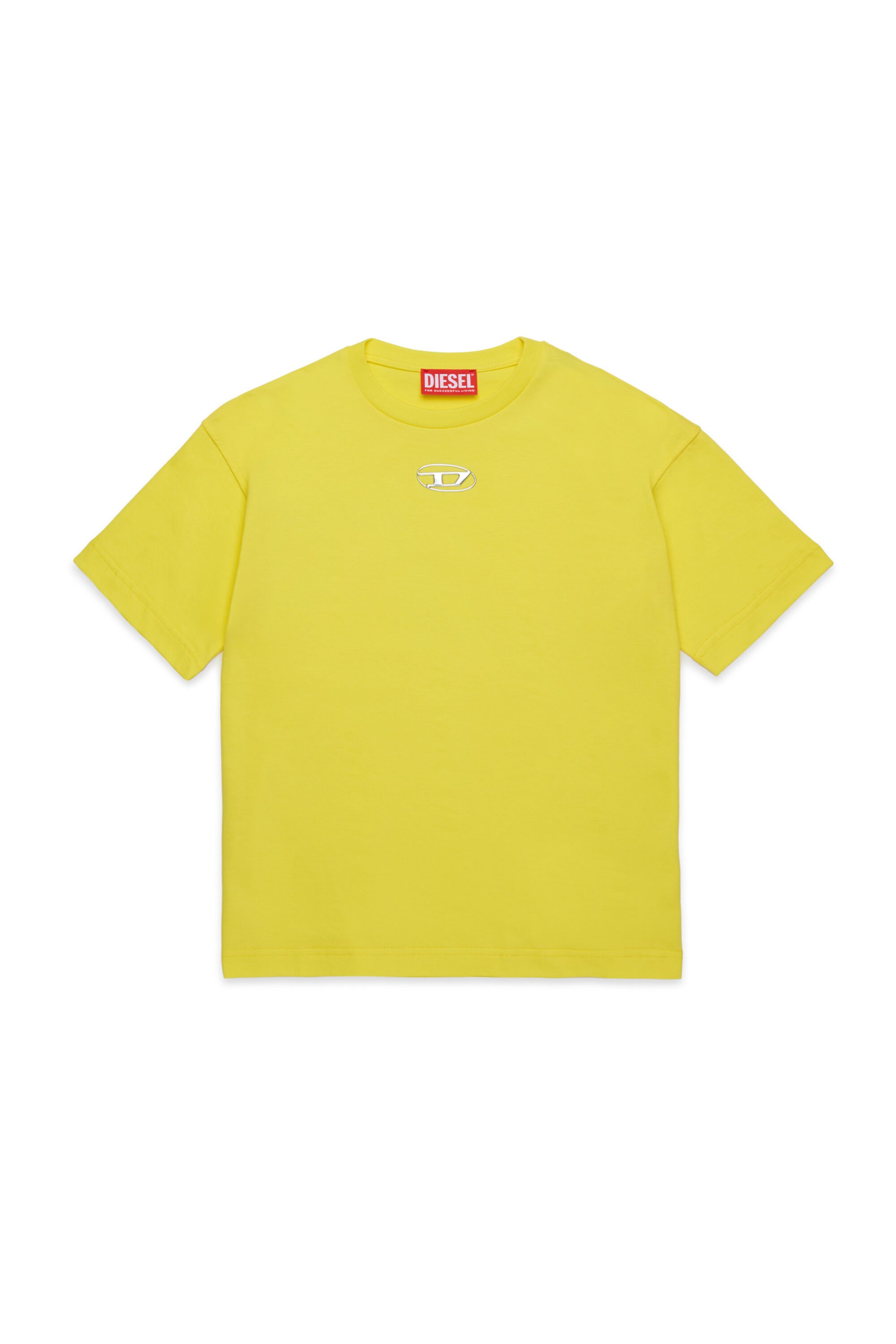 Diesel - TMARCUS OVER, Male's T-shirt with metallic Oval D in Yellow - 1