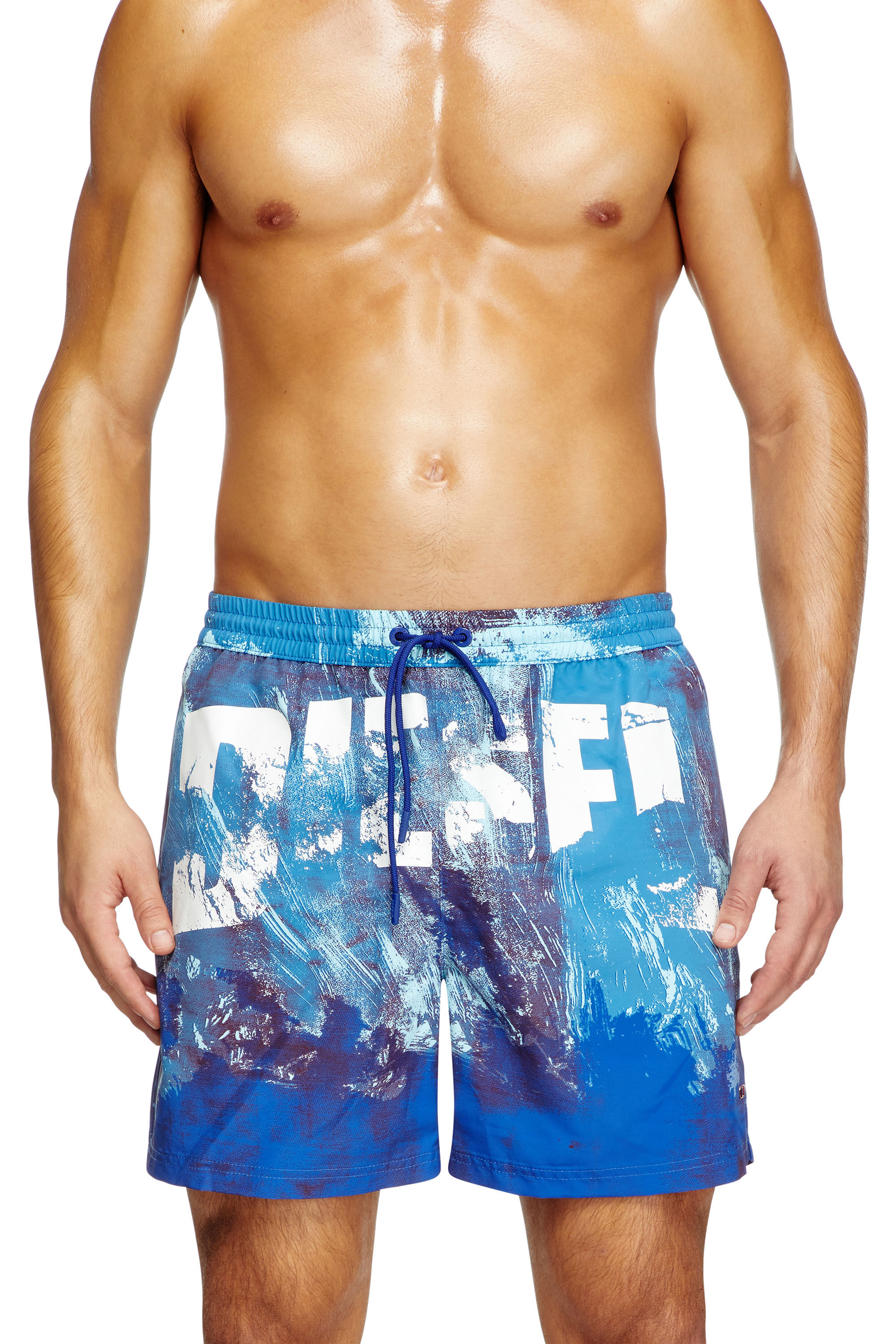 Diesel - RIO-41-D-POP, Male's Mid-length swim shorts with graphic print in ライトブルー - 1