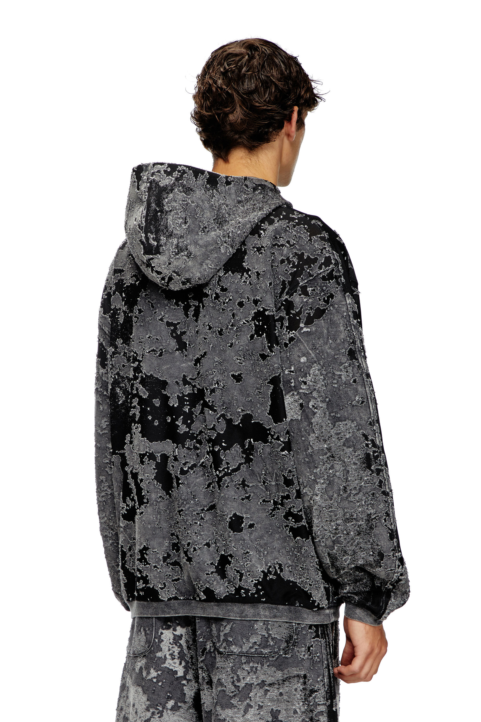 Diesel - S-IRTA, Male's Burnout hoodie with camo effect in ブラック - 5
