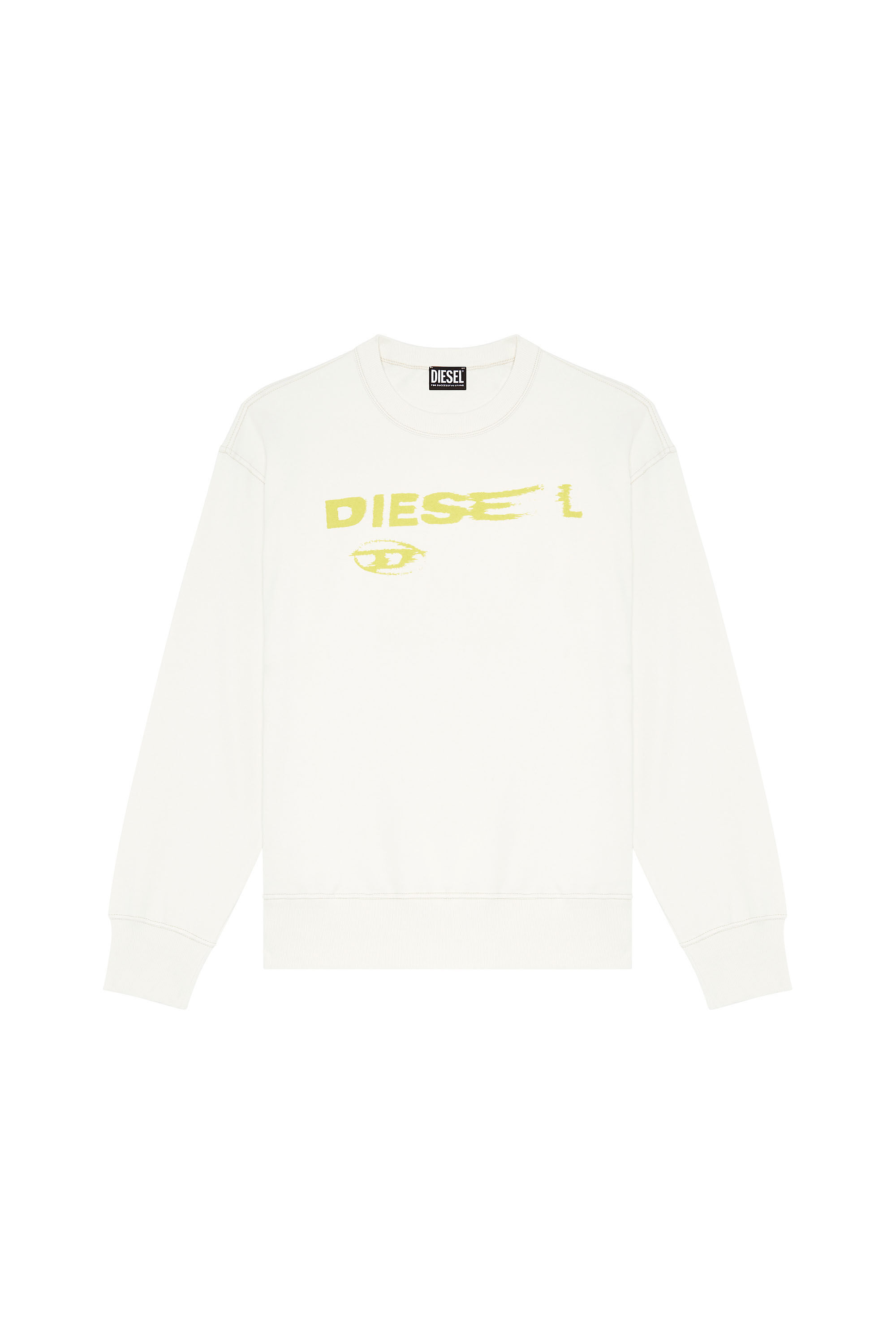 Diesel - S-MACS-G5, Male's クルーネック スウェット ウォータープリント ルーズフィット in ホワイト - 2
