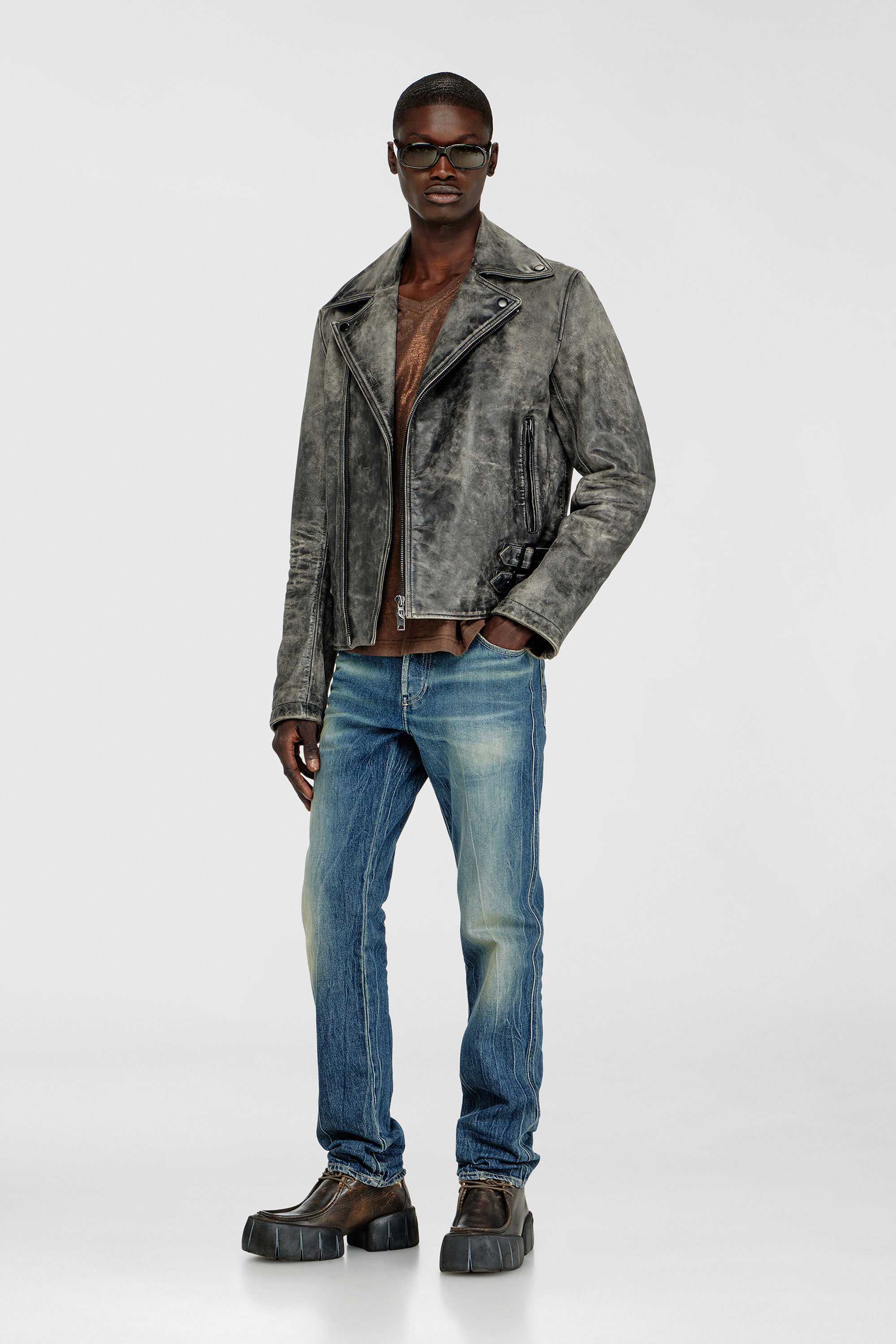 Diesel - L-EON-CJCM, Male's レザージャケット in ダークグレー - 1