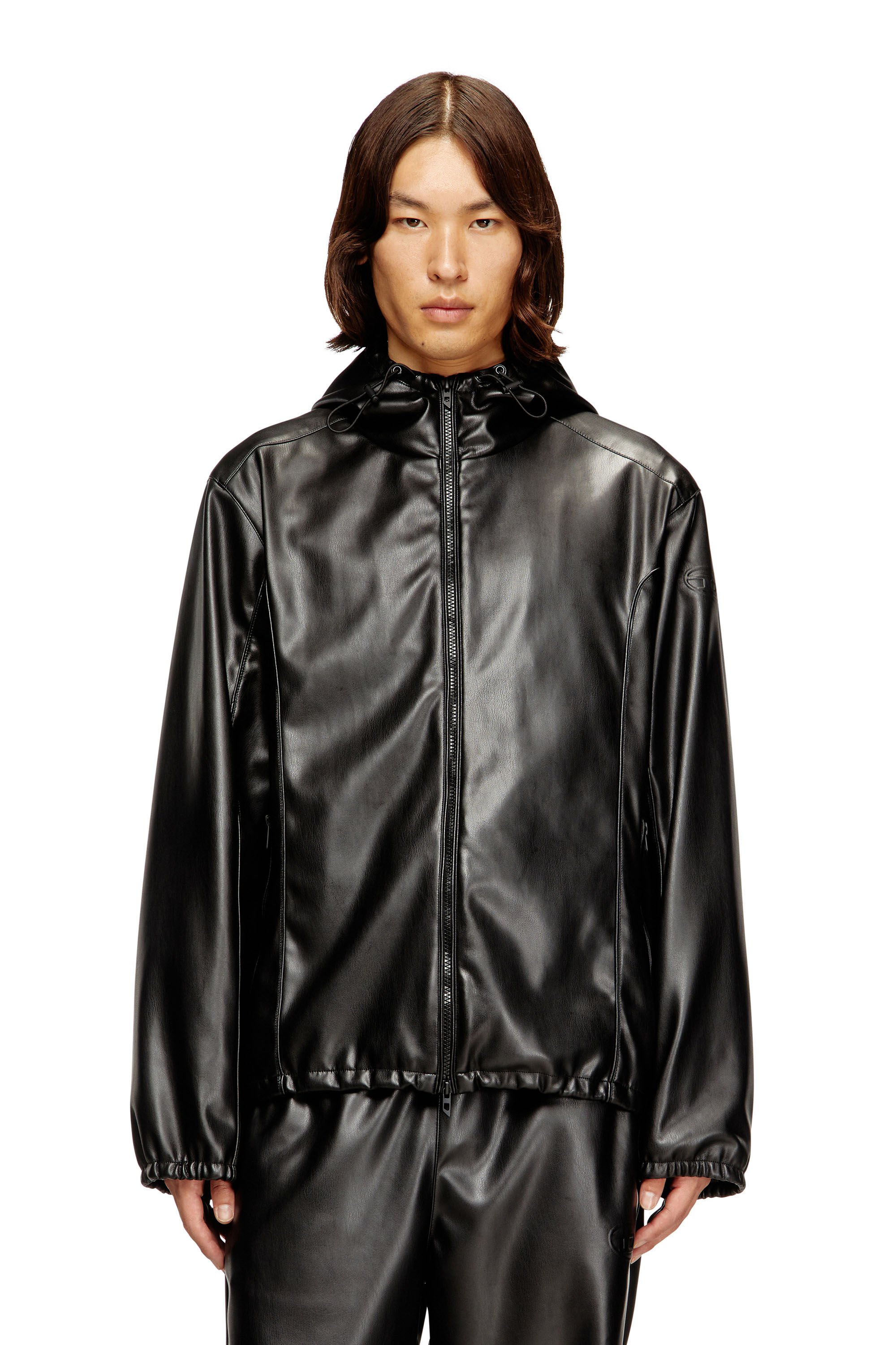 Diesel - J-HIVES-PGBX, Male's Hooded windbreaker in coated fabric in ブラック - 3