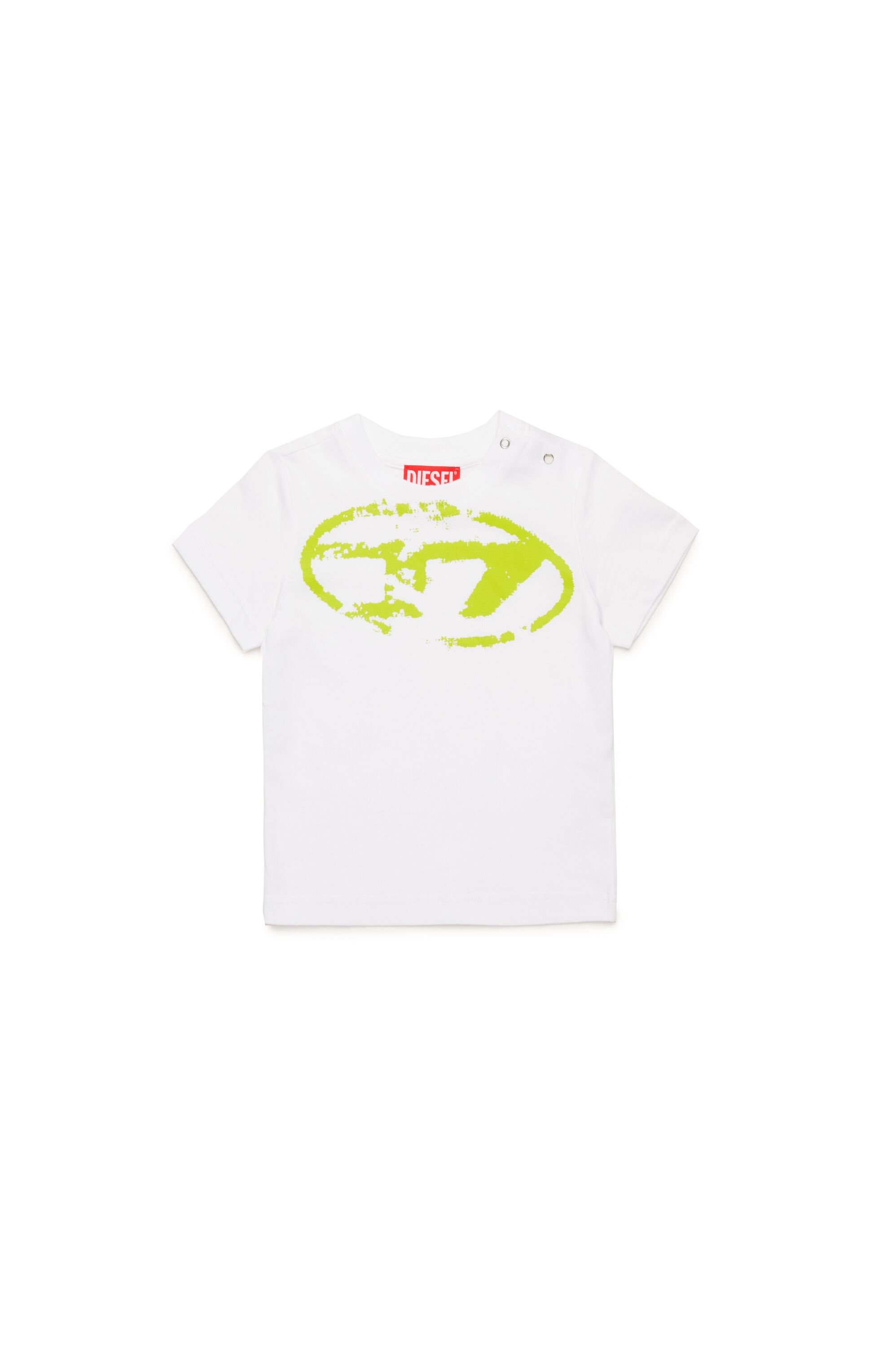 Diesel - TBOXTN14B, Unisex's T-shirt with distressed Oval D logo in ホワイト - 1