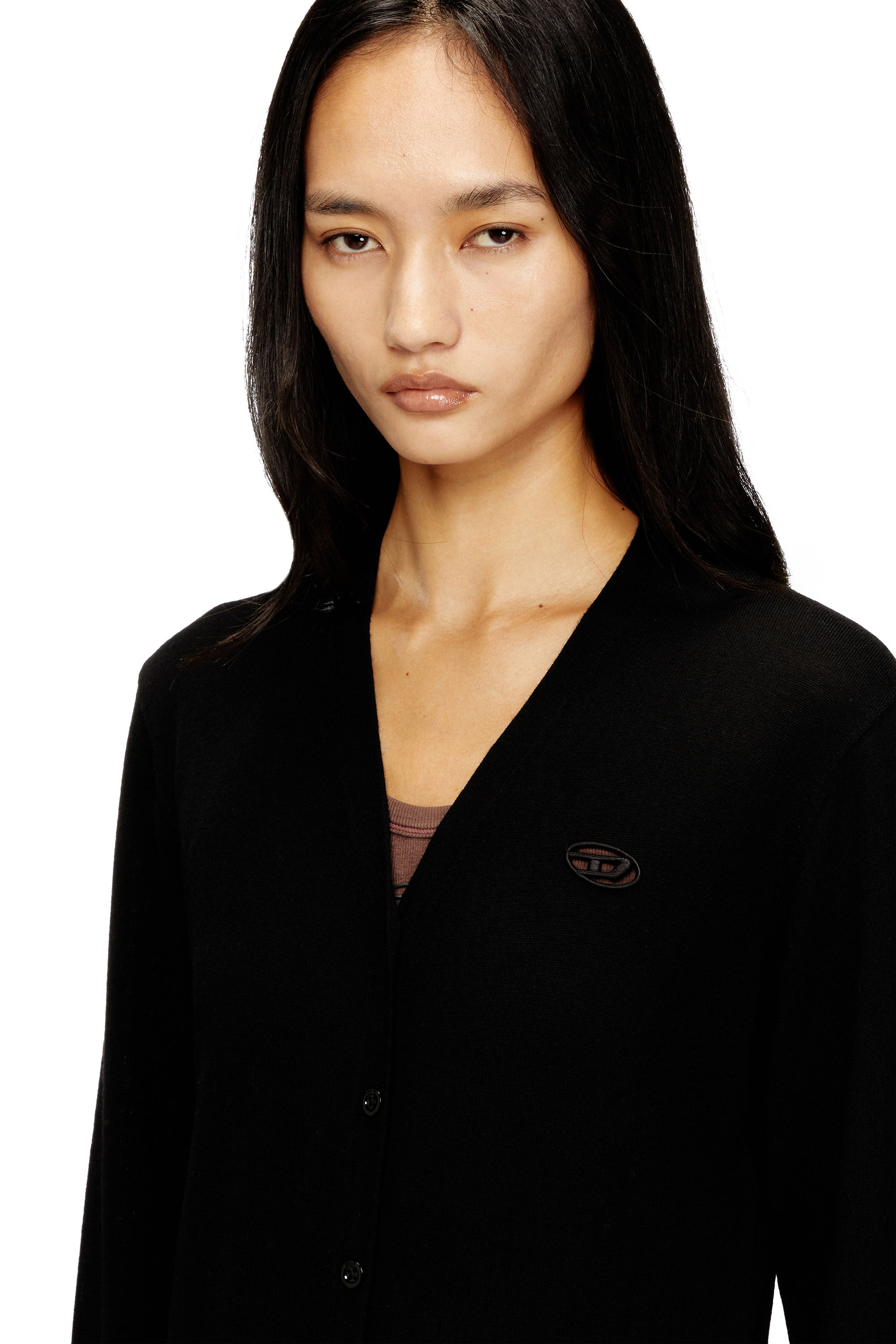 Diesel - M-ALINESA-CARDIGAN, Female's ロングカーディガン in ブラック - 4