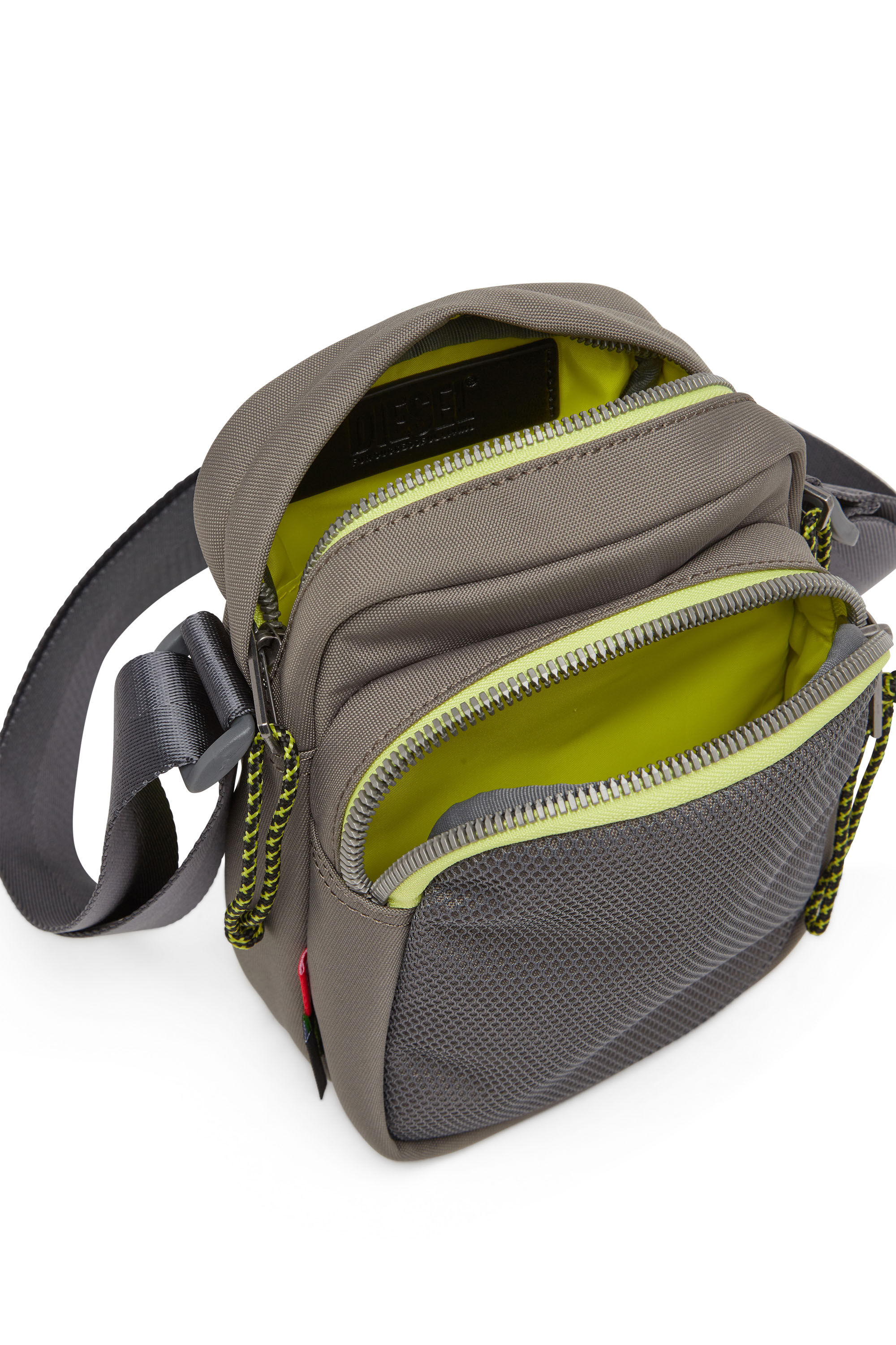 Diesel - URBN NET CROSSBODY, Male's コーデュラファブリック クロスボディバッグ - Urbn Net Crossbody in グレー/グリーン - 4