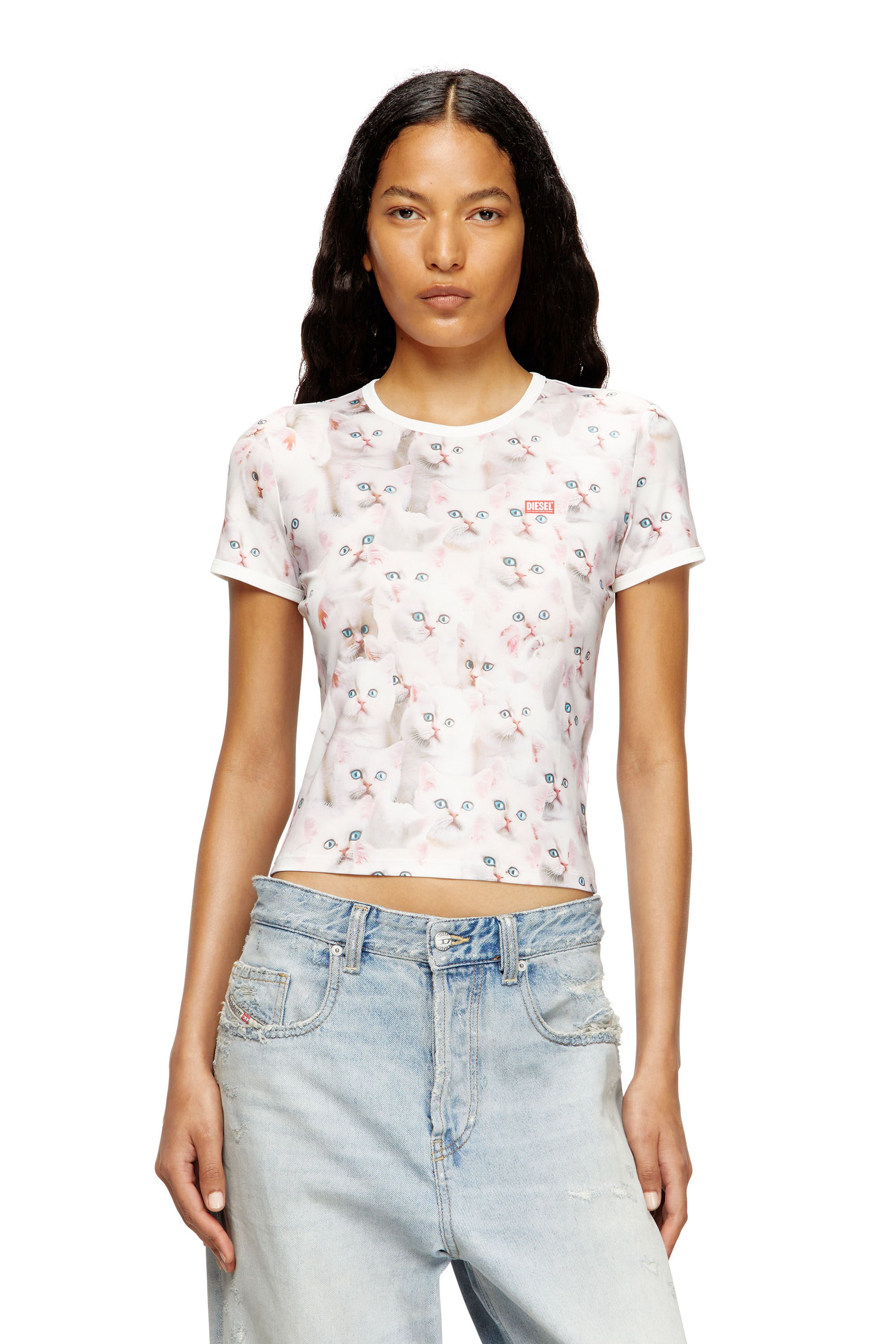 Diesel - T-UNCLAU, Female's Jersey top with all-over print in ホワイト - 3