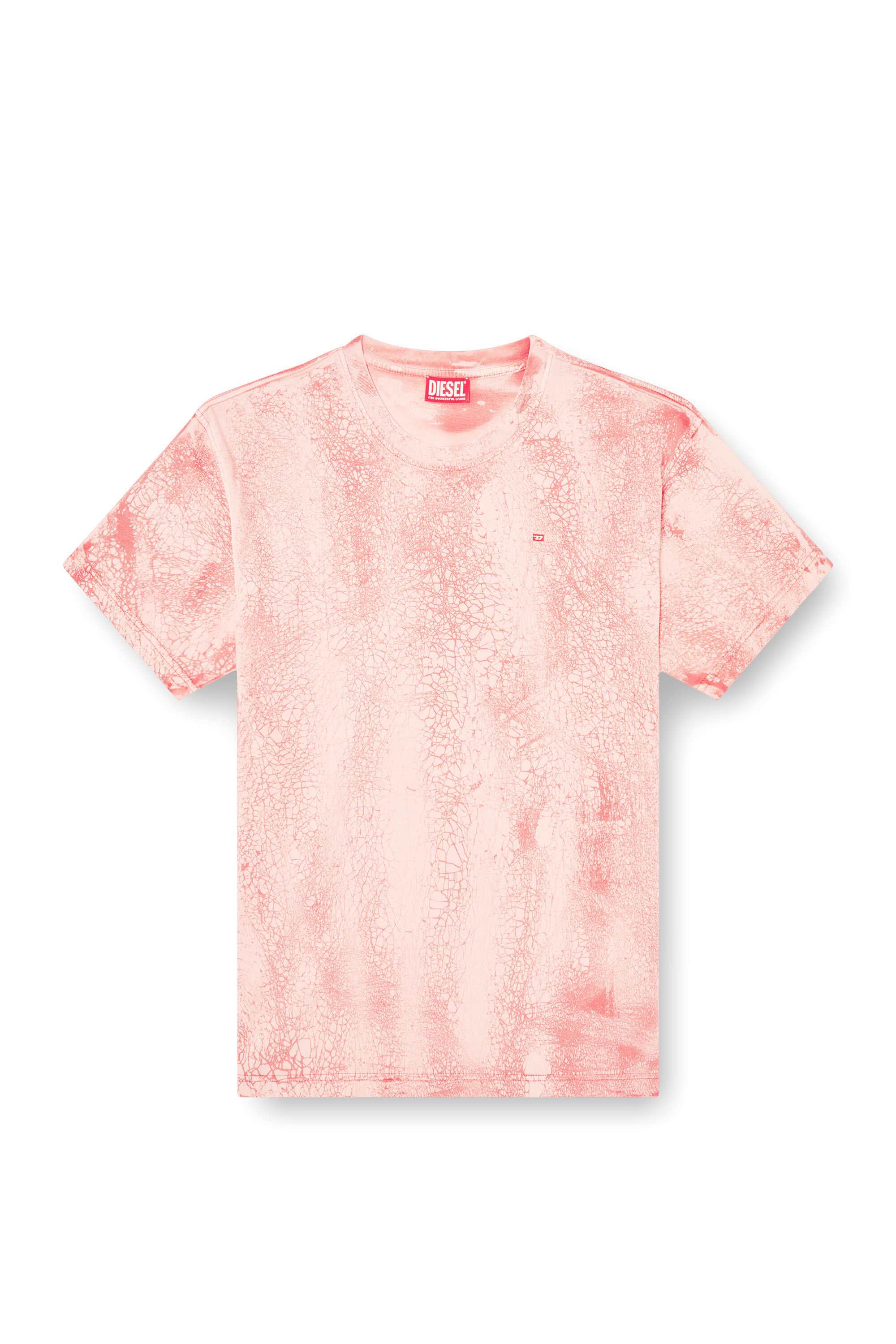 Diesel - T-NORM-T8, Male's T-shirt in waxed jersey in ピンク / ホワイト - 2