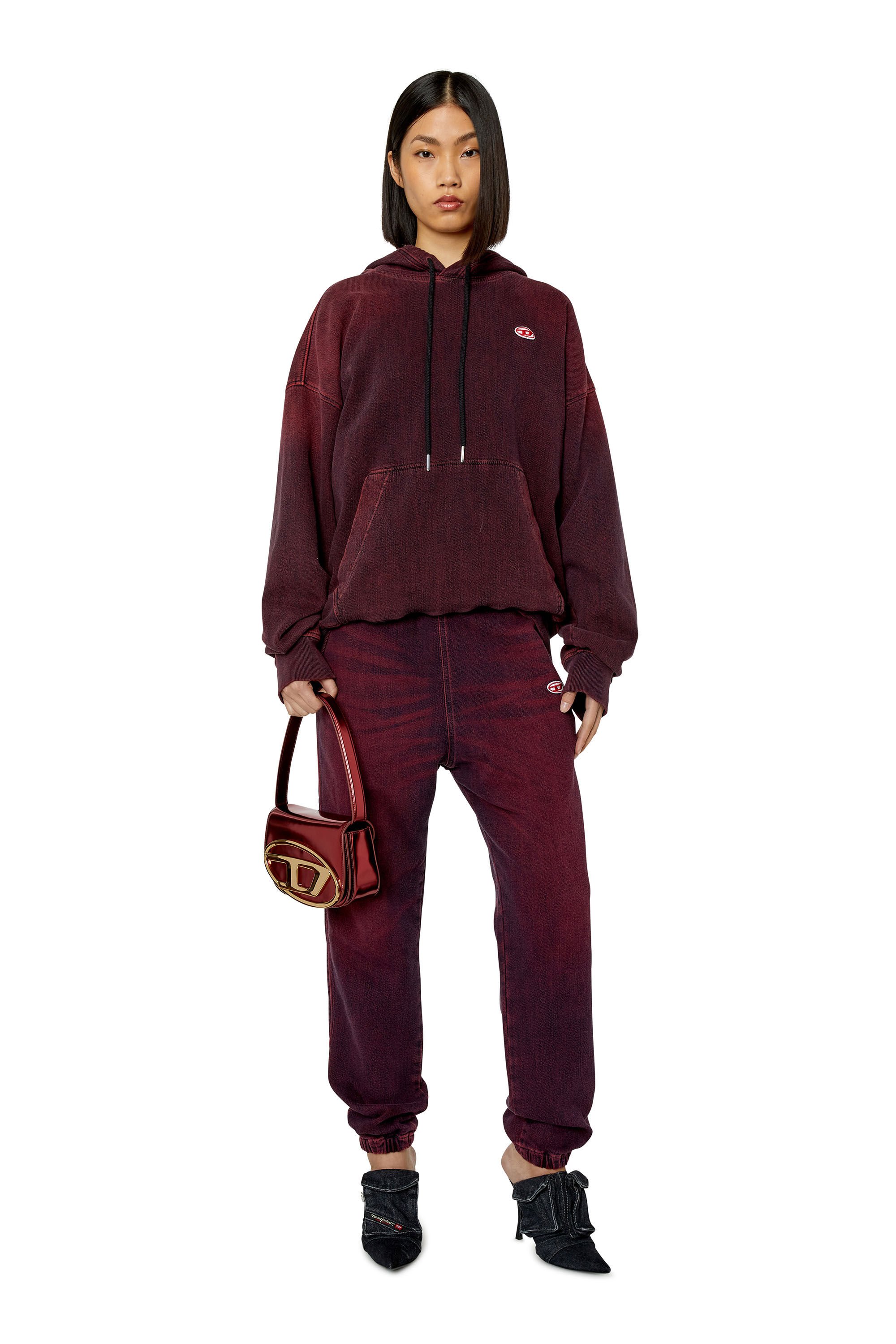 Diesel - CL-D-UM-RIB-NE, Male's Track Denim hoodie in バーガンディー - 6