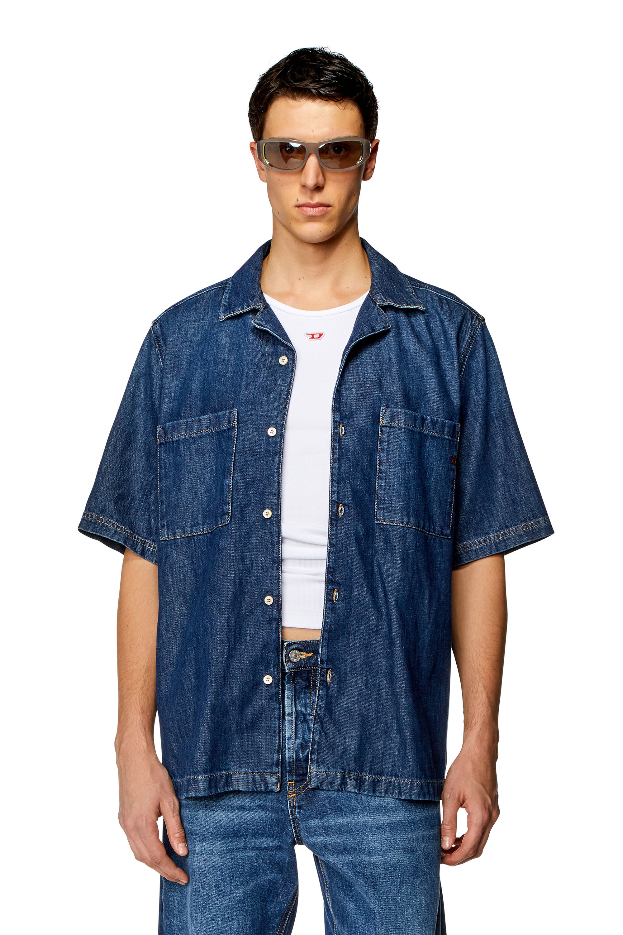 D-PAROSHORT Bowling shirt in denim｜ブルー｜メンズ｜DIESEL