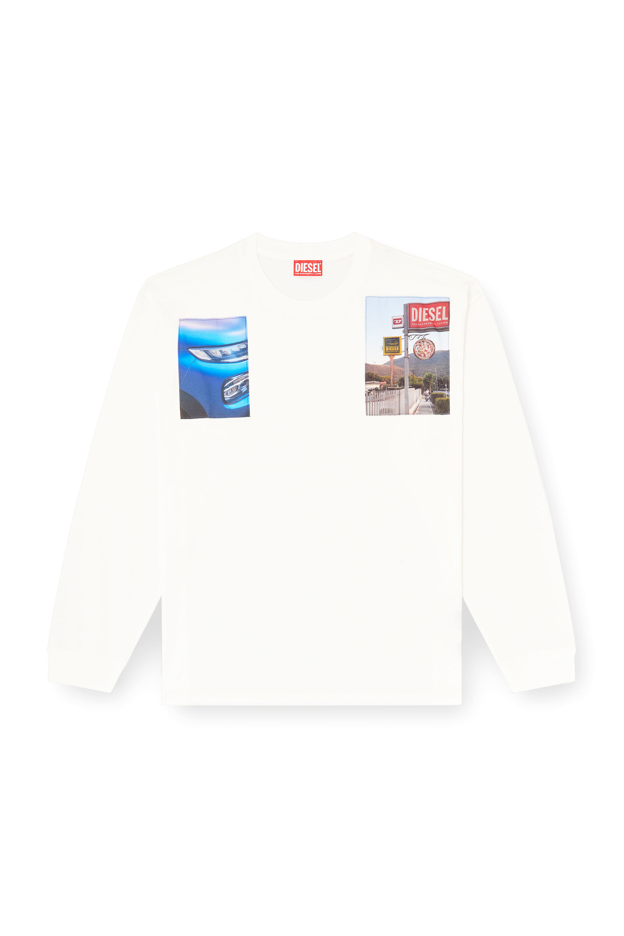 Diesel - T-BOXT-LS-T5, Male's Long-sleeve T-shirt with logo photo patches in ホワイト - 2