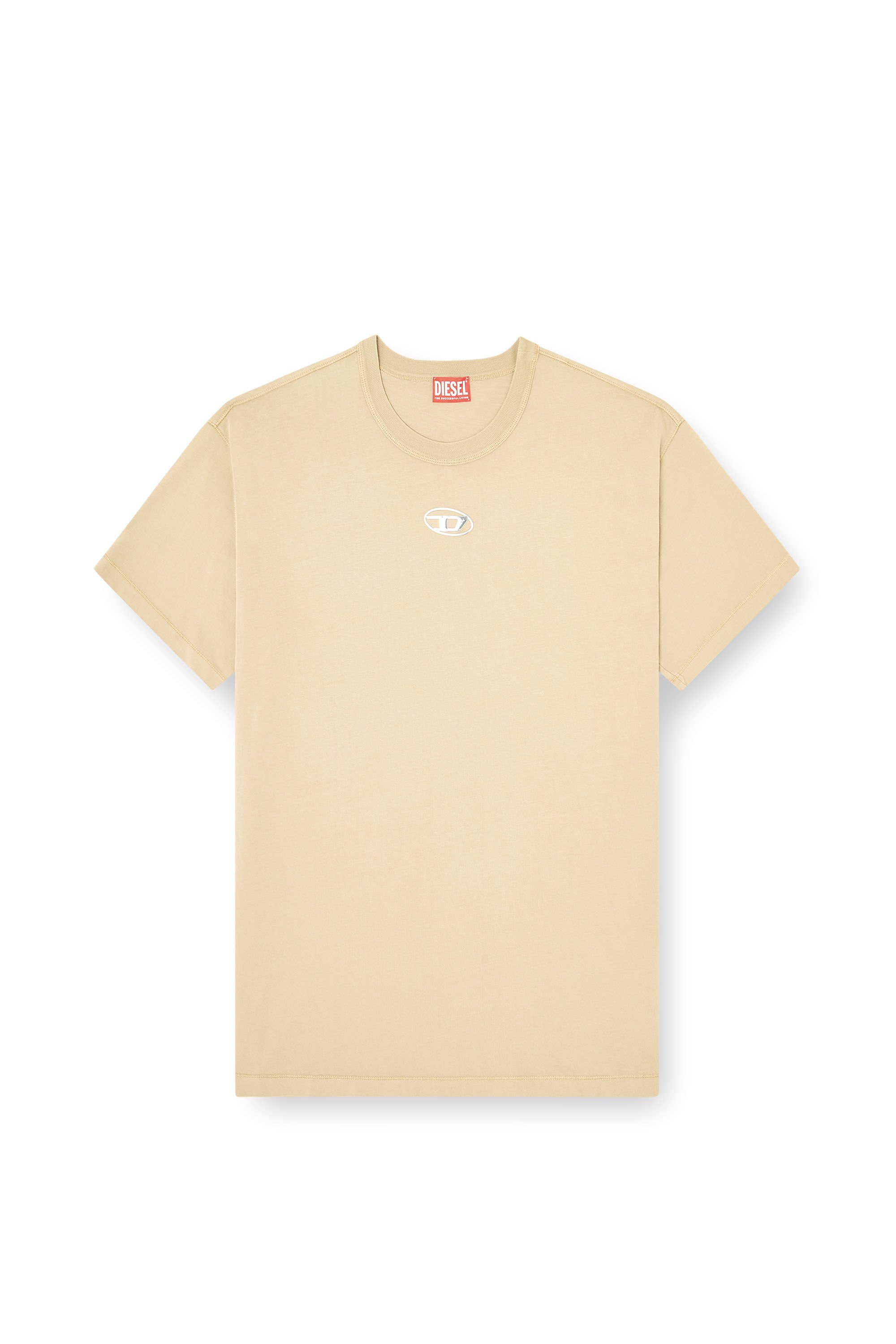 Diesel - T-NORM-IOD, Male's Light cotton T-shirt with metallic Oval D logo in ベージュ - 2