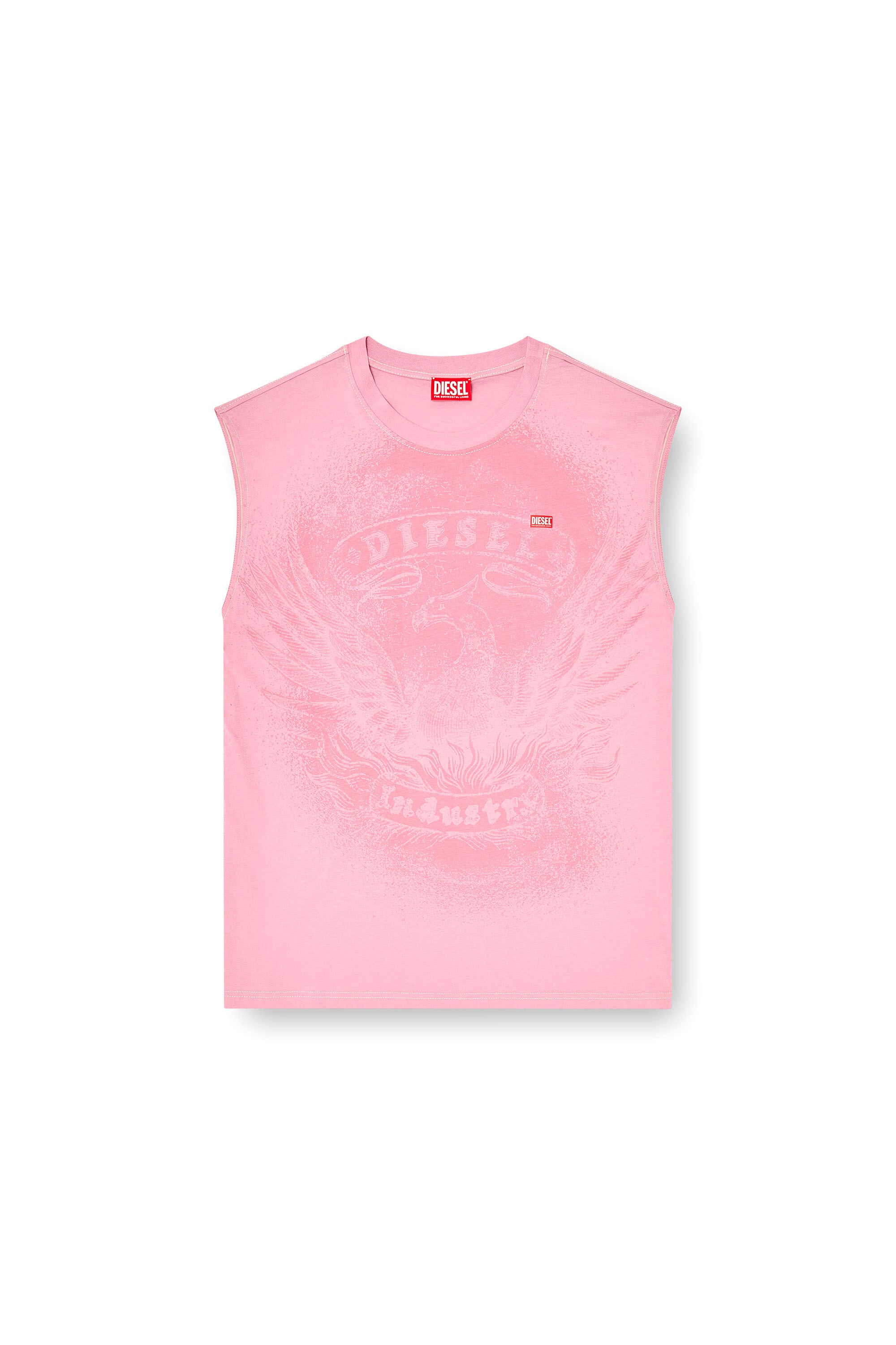 Diesel - T-BOXT-SL-NOTCH, Male's スリーブレストップ in ピンク / ホワイト - 2