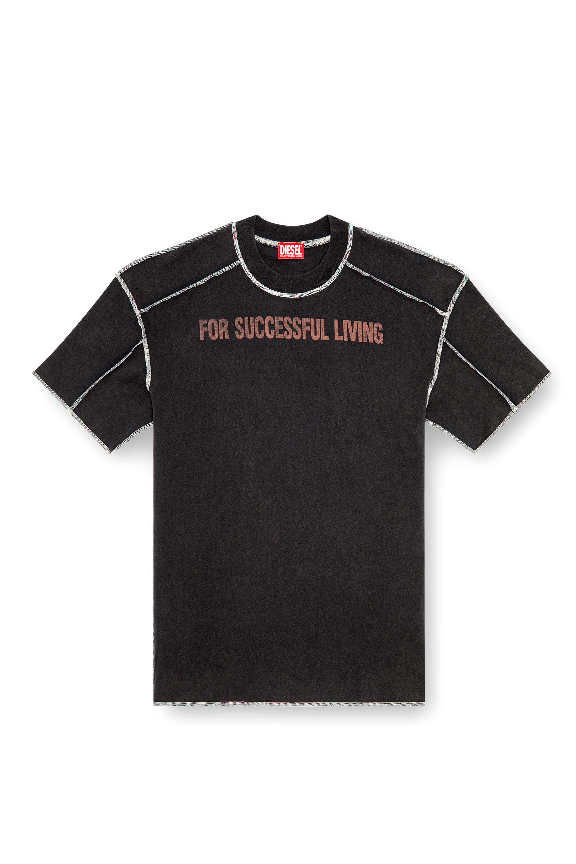 T-CRAOR T-shirt with inside-out effect｜ブラック｜メンズ｜DIESEL