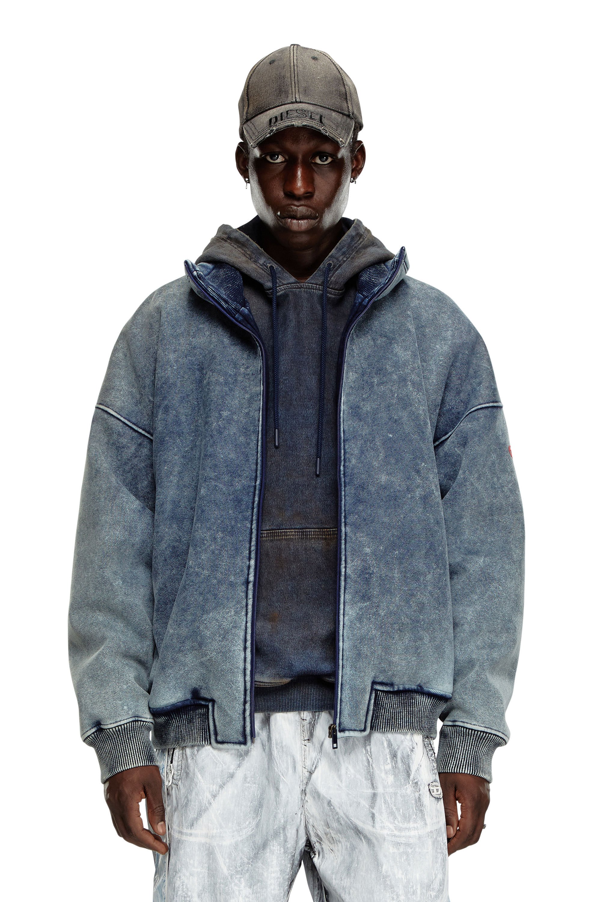 S-BATEL Jacket in teddy-bonded jersey｜ブルー｜メンズ｜DIESEL