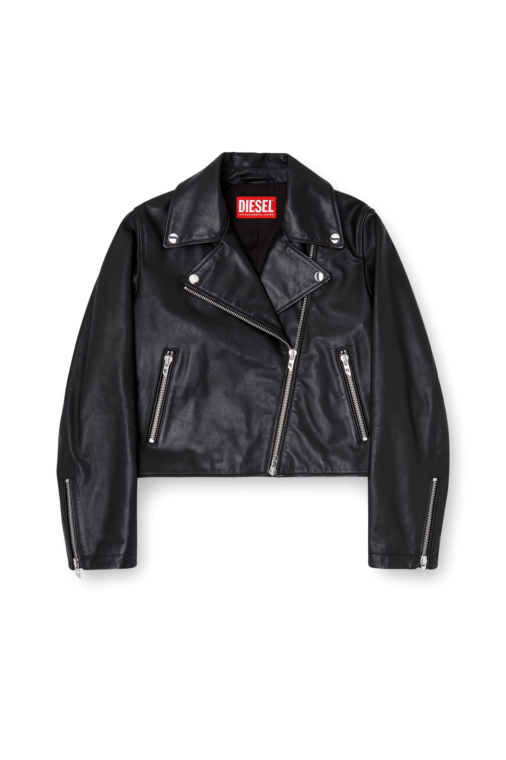 Diesel - L-UNATIC, Female's Biker jacket in waxed leather in ブラック - 2