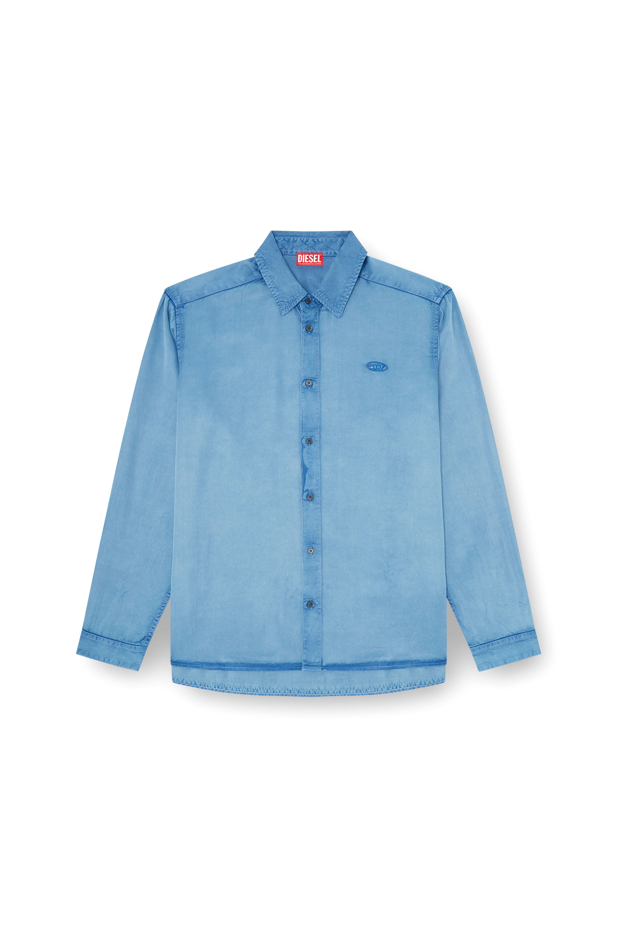 S-HOLG Shirt in denim-effect satin｜ブルー｜メンズ｜DIESEL
