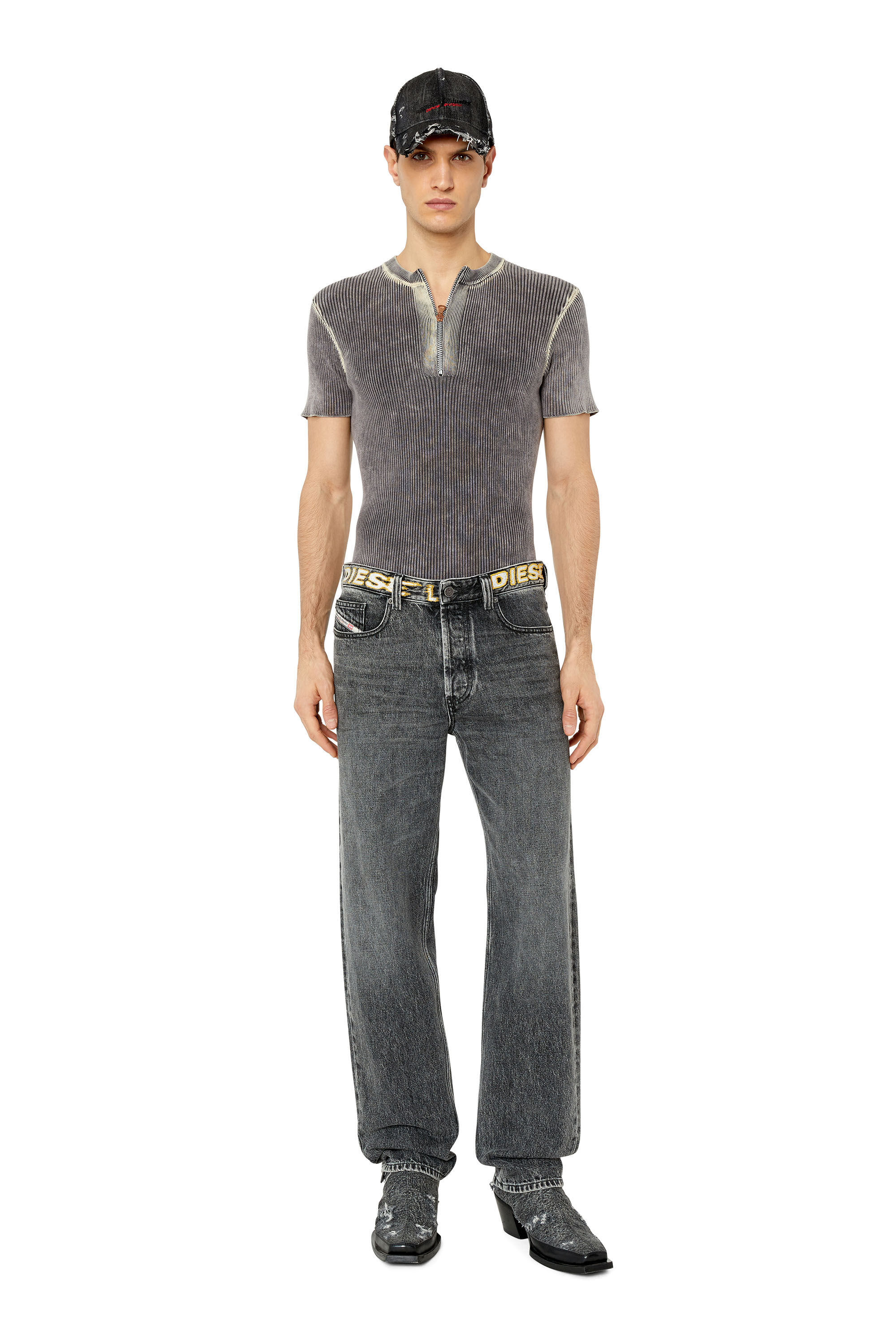 Diesel - Straight Jeans 2010 D-Macs 007N9, Male's 23SS デニムパンツ ルーズフィット ストレート in ブラック/ダークグレー - 1
