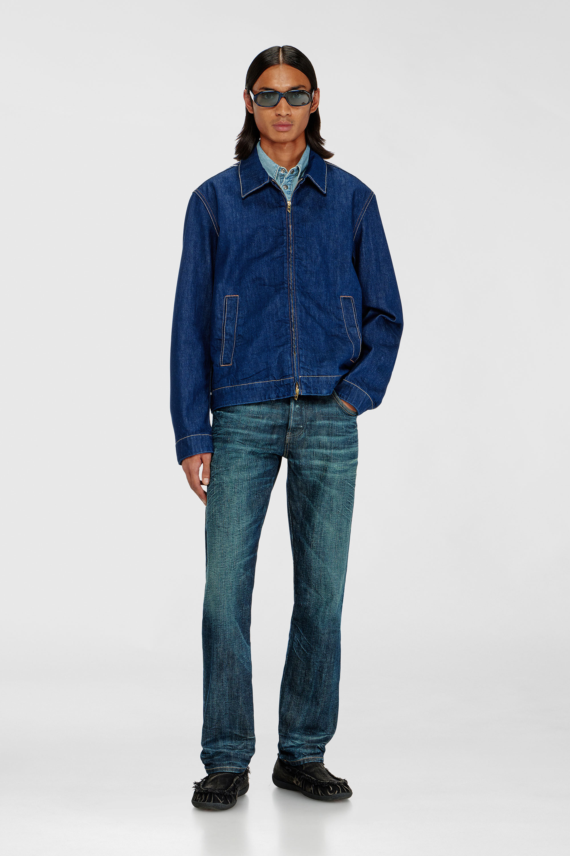 Diesel - D-ROHE, Male's デニムジャケット in ミディアムブルー - 1