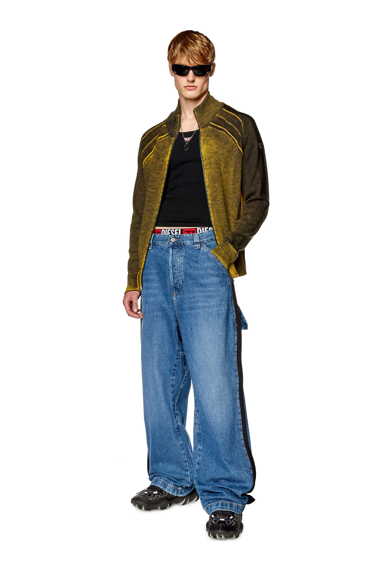 DIESEL ディーゼル ニット ブラック セーター ロゴ レッド