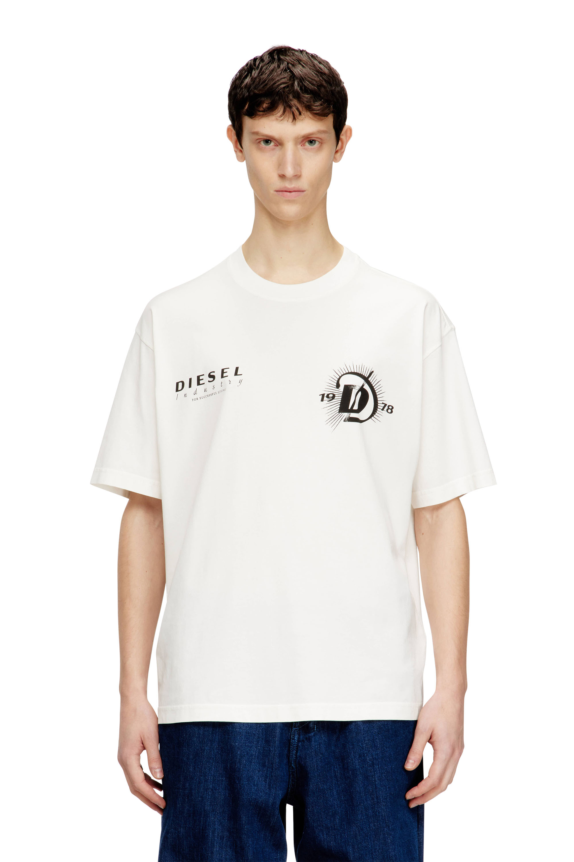 Diesel - T-BOGGY-V6, Male's Jersey T-shirt with iconic prints in ホワイト - 3