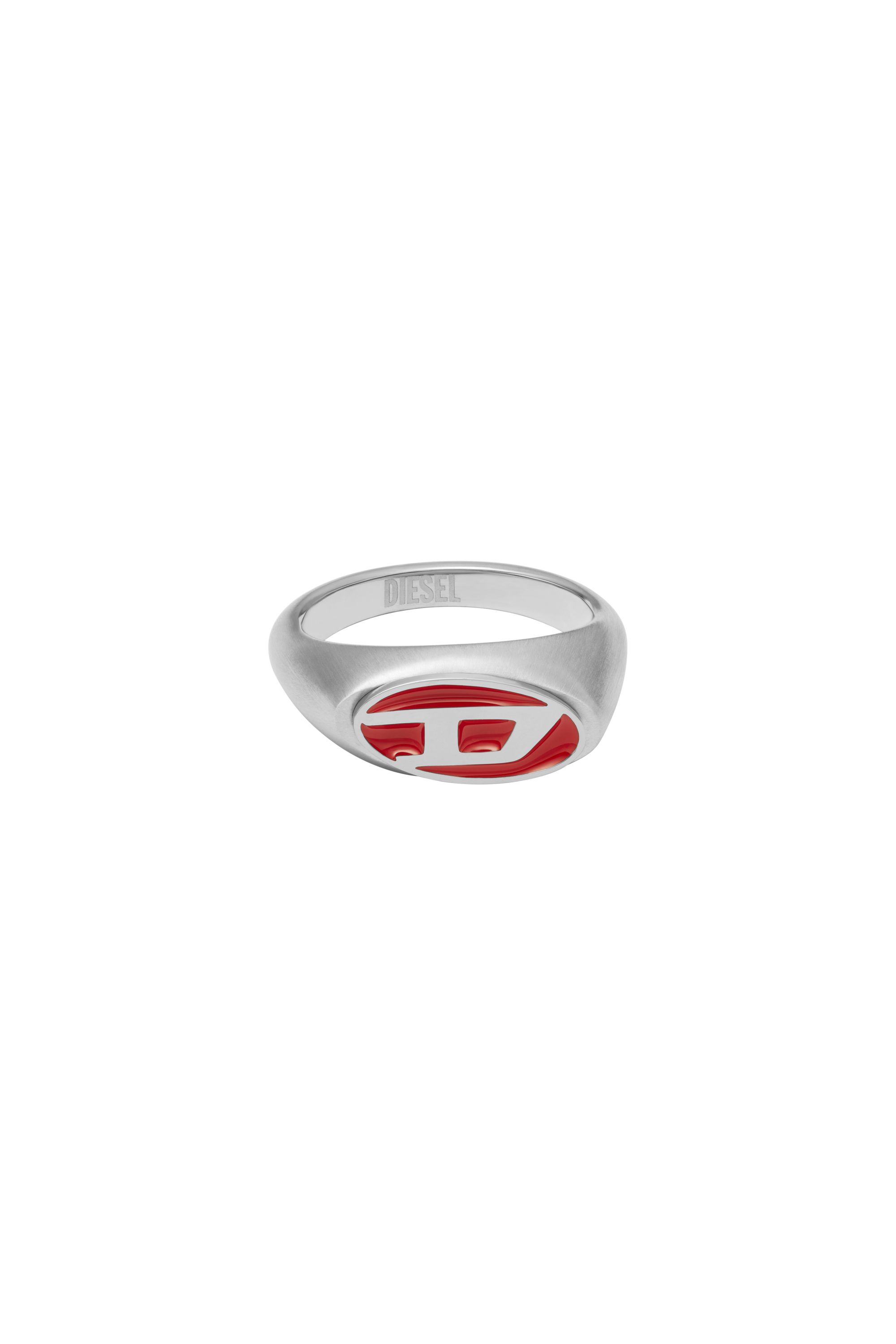 Diesel - DX1444, Unisex's Red enamel and stainless steel signet ring in シルバー - 2