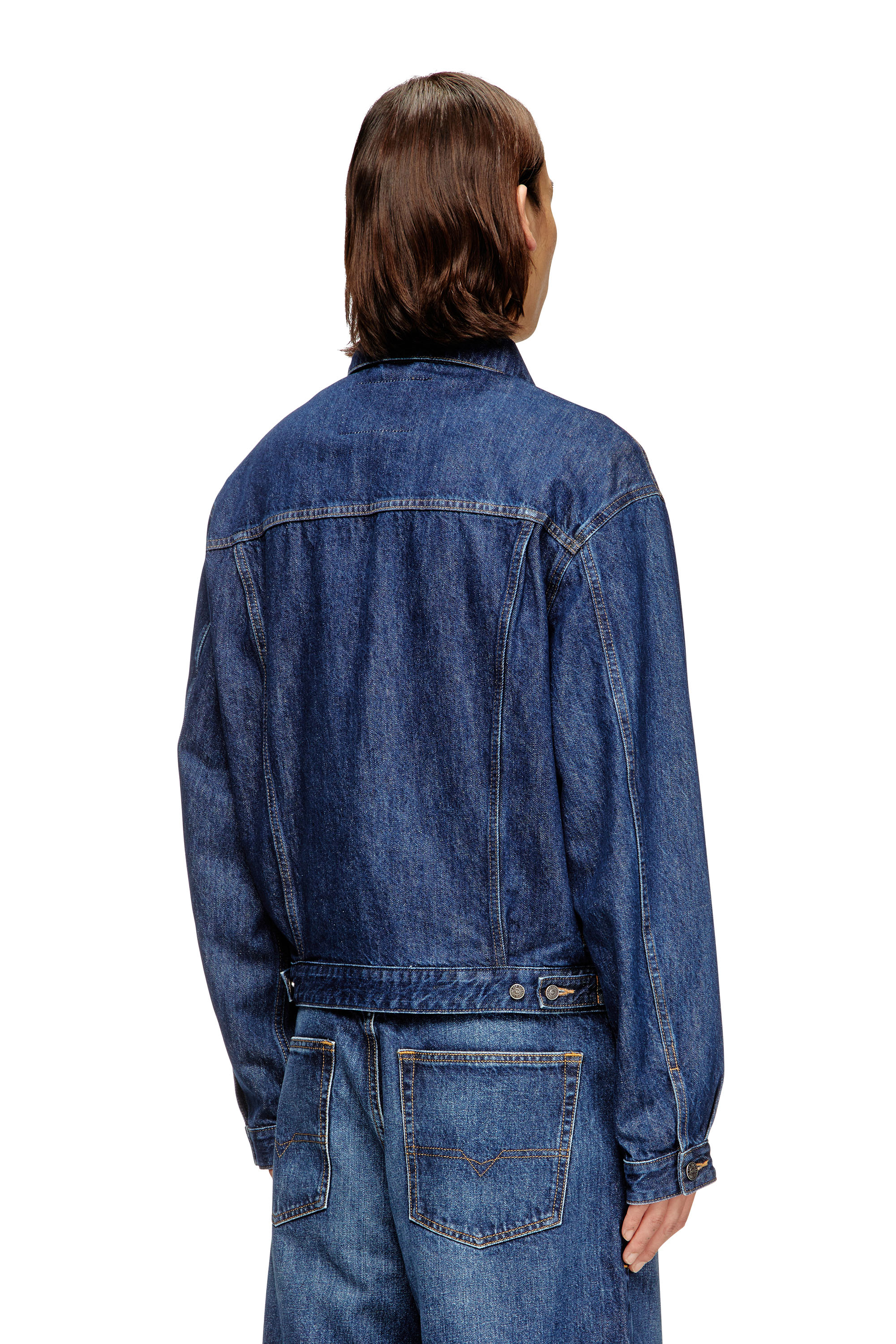 Diesel - D-RANGER, Unisex's Trucker jacket in DNA denim in ミディアムブルー - 4