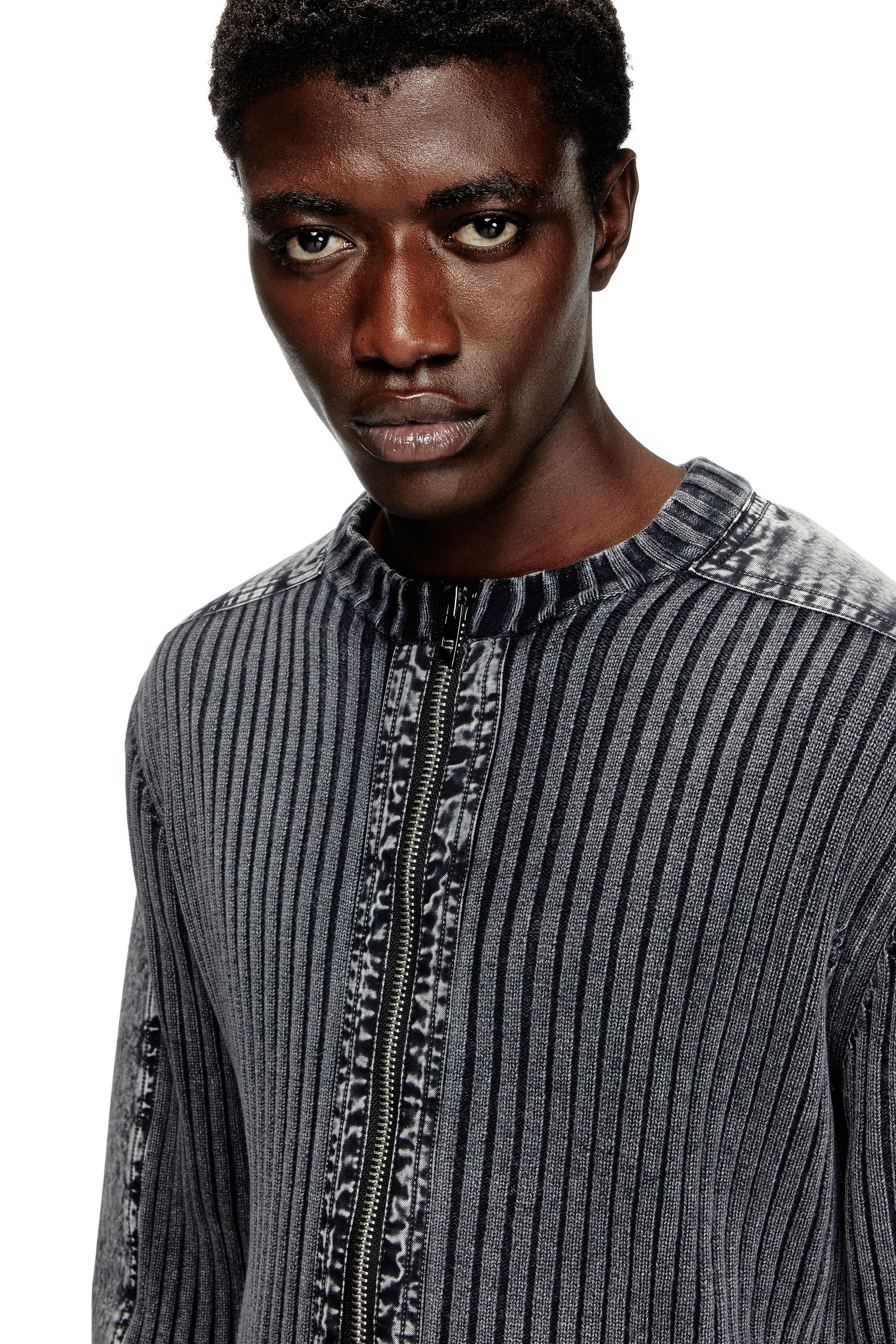 Diesel - K-MATTY, Male's フルジップカーディガン in ダークグレー - 4