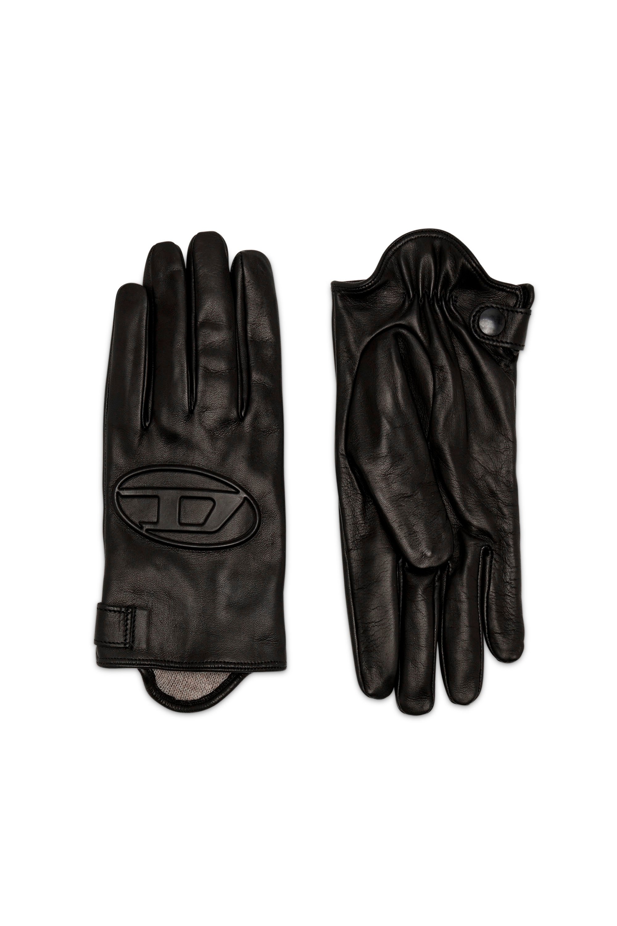 Diesel - G-REIES, Unisex's Leather gloves with 3D Oval D logo in ブラック - 1
