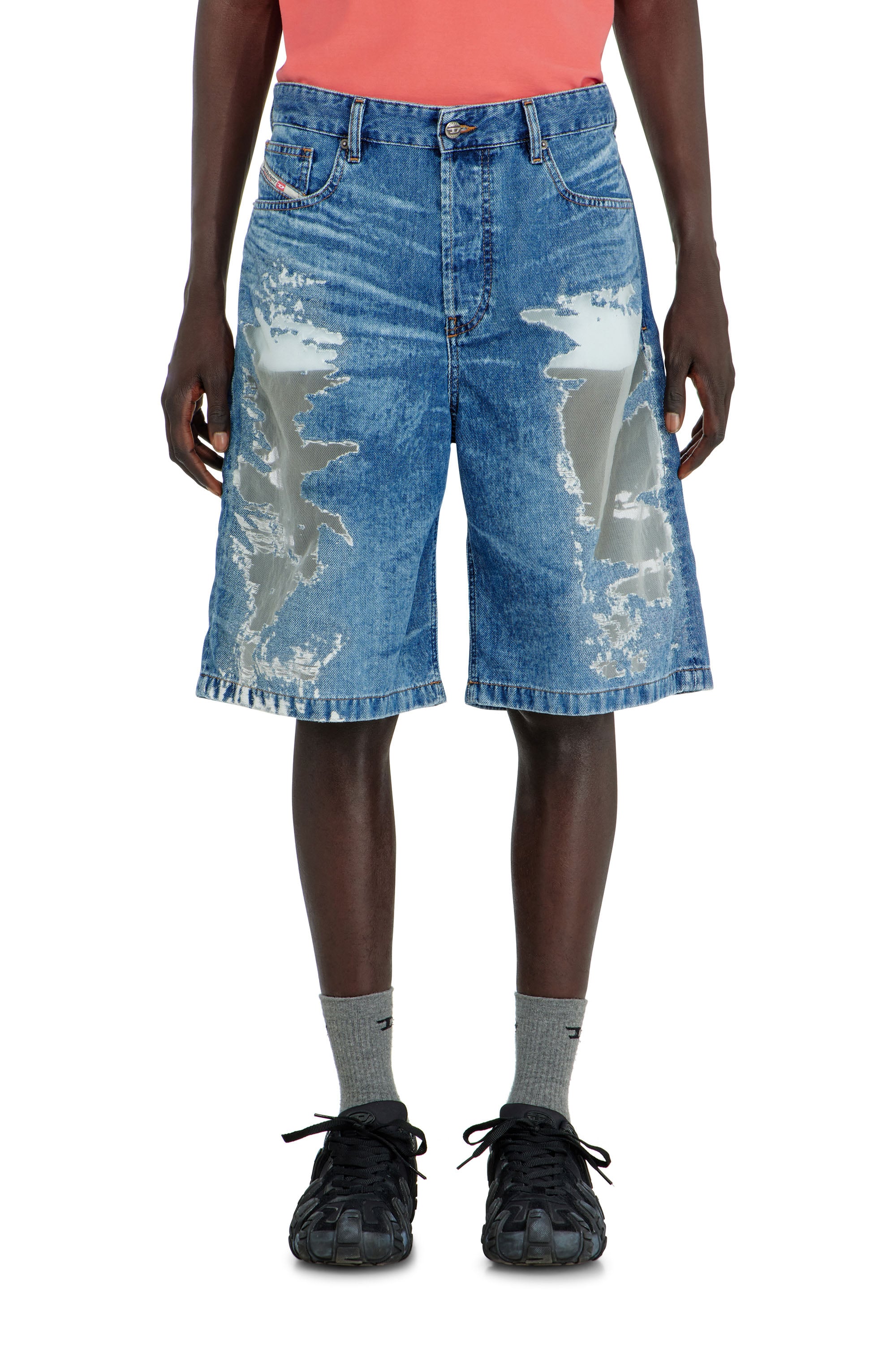 Diesel - PR-DE-SIRE-SHORT, Unisex's Shorts in devor&eacute; denim in ミディアムブルー - 2