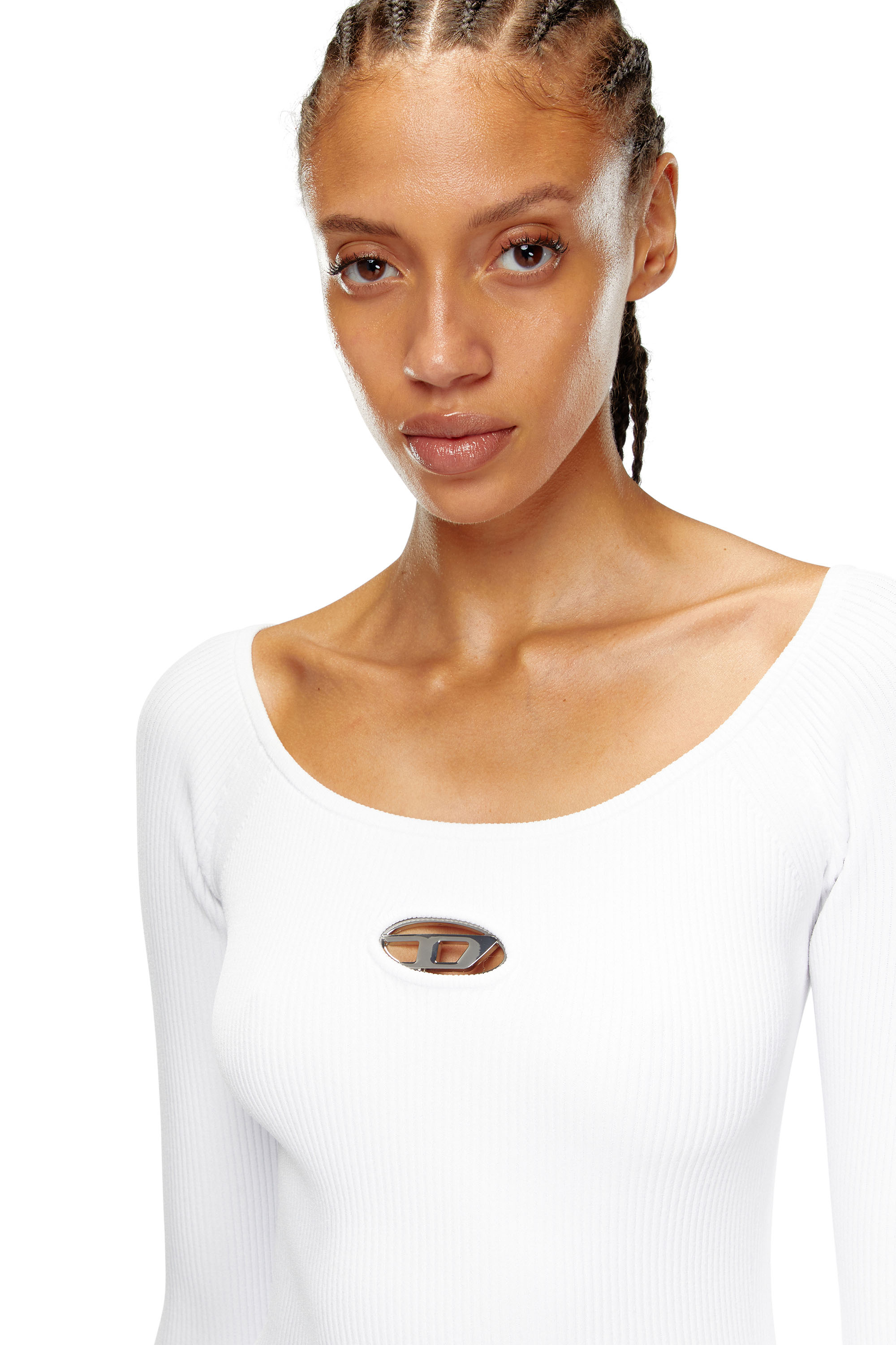 Diesel - M-VERA, Female's Off-the-shoulder dress in ribbed knit in ホワイト - 4