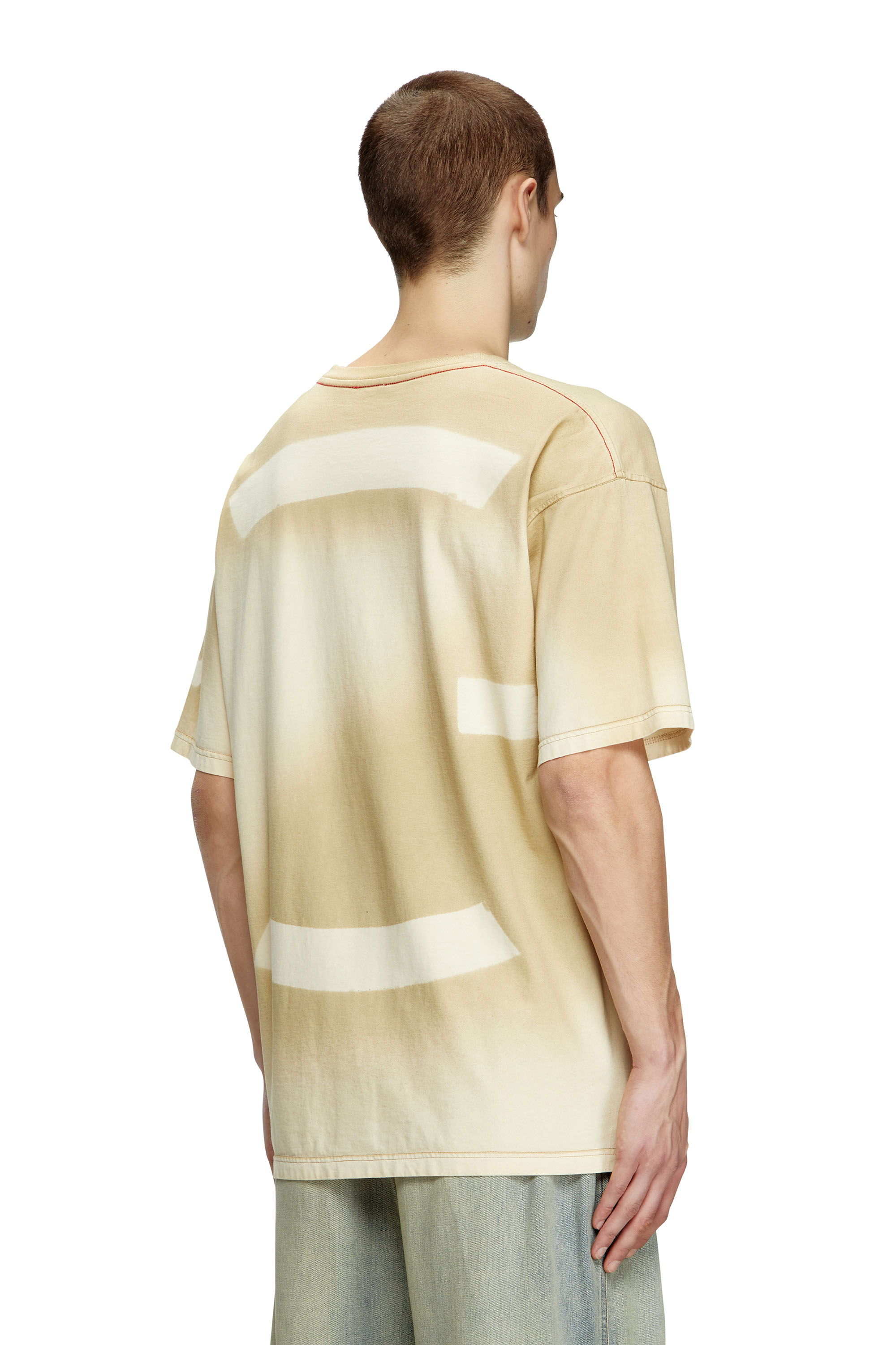 Diesel - T-BOXT-SLITS-R23, Male's Dirty-effect T-shirt with contrast effects in ベージュ - 4