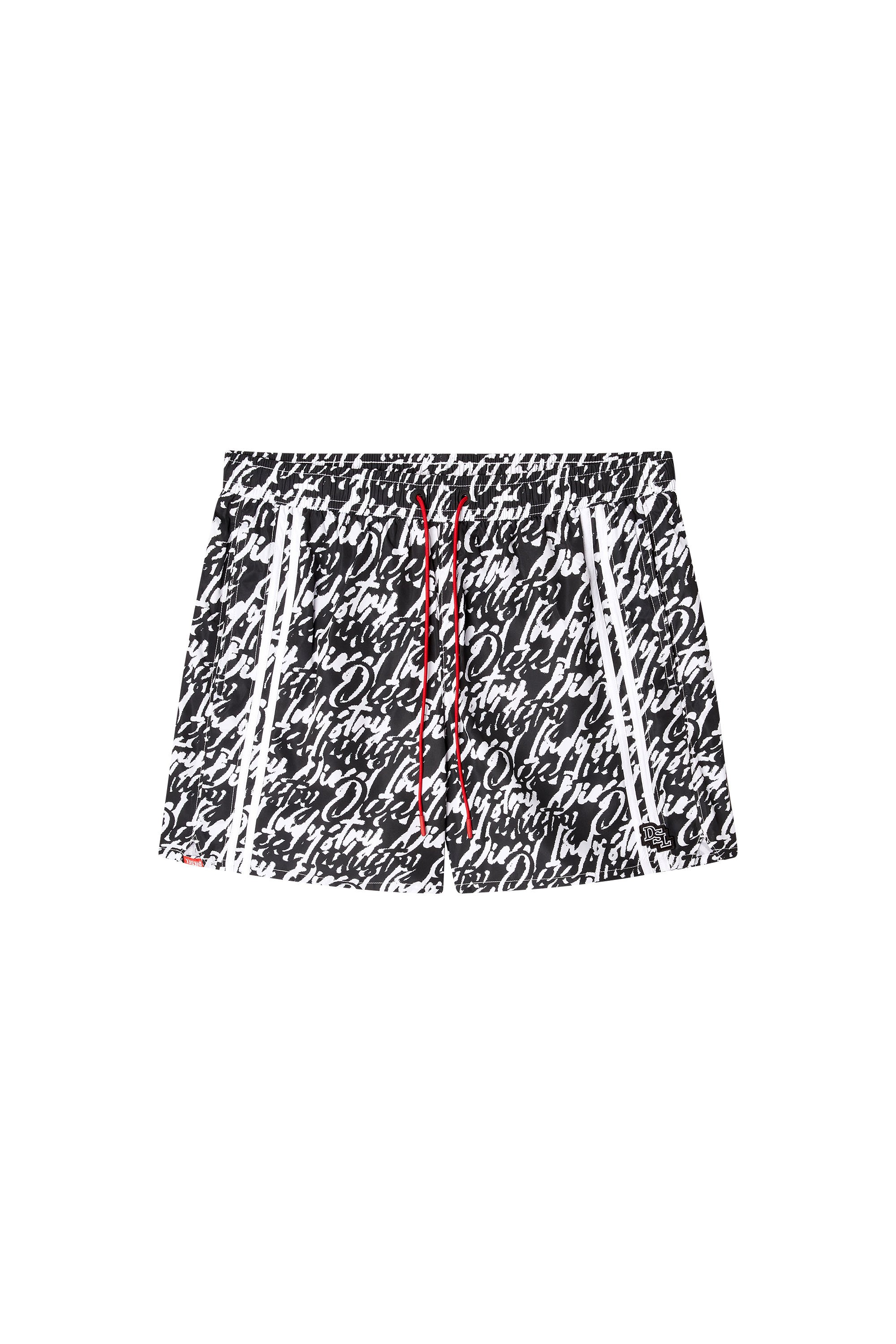 Diesel - SOCCER-41-D-POP, Male's Swim shorts with all-over logo print in ブラック/ホワイト - 4