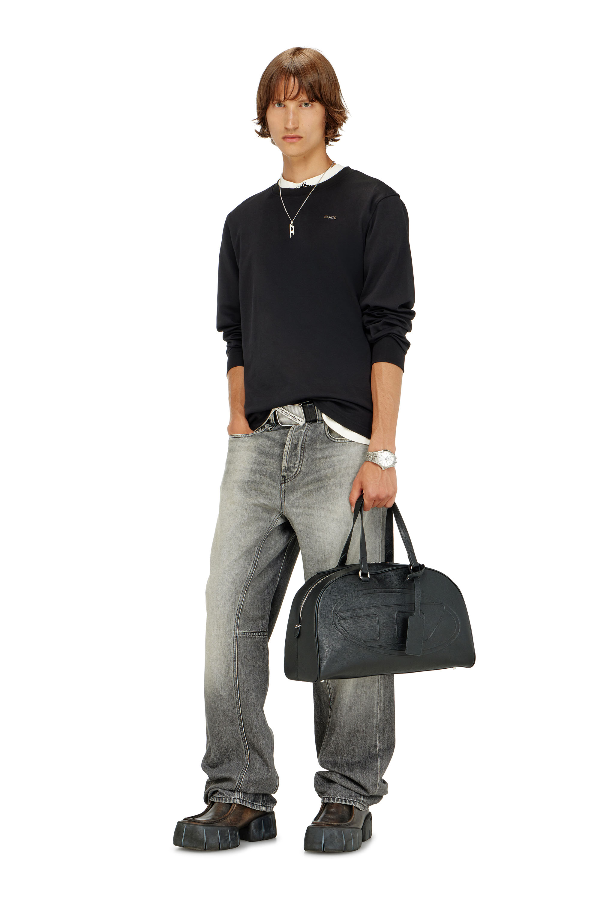 Diesel - T-MIEGOR-LS-MET, Male's 長袖Tシャツ in ブラック - 1