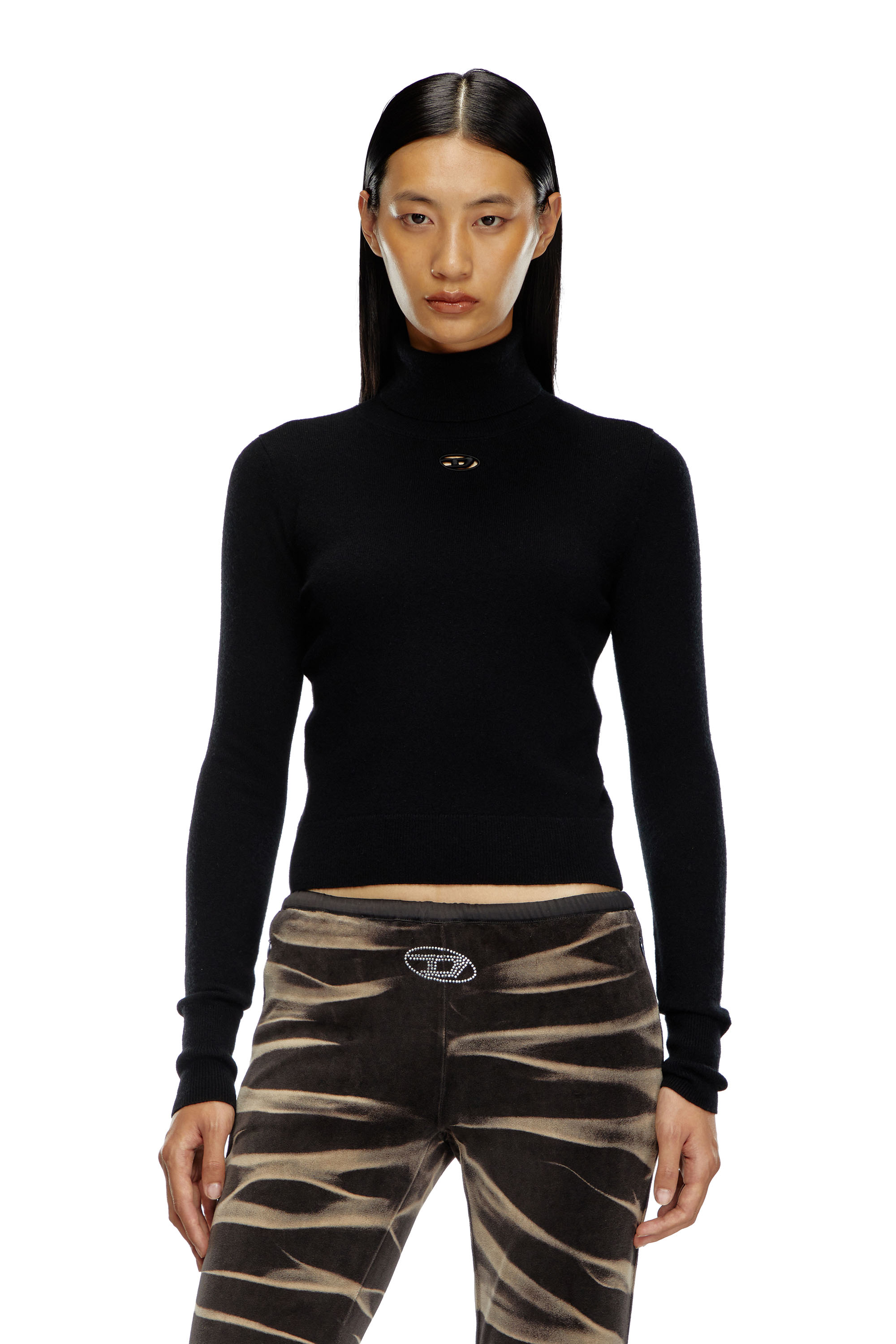 Diesel - M-AREESAX-TN, Female's Turtleneck jumper in wool and cashmere in ブラック - 1