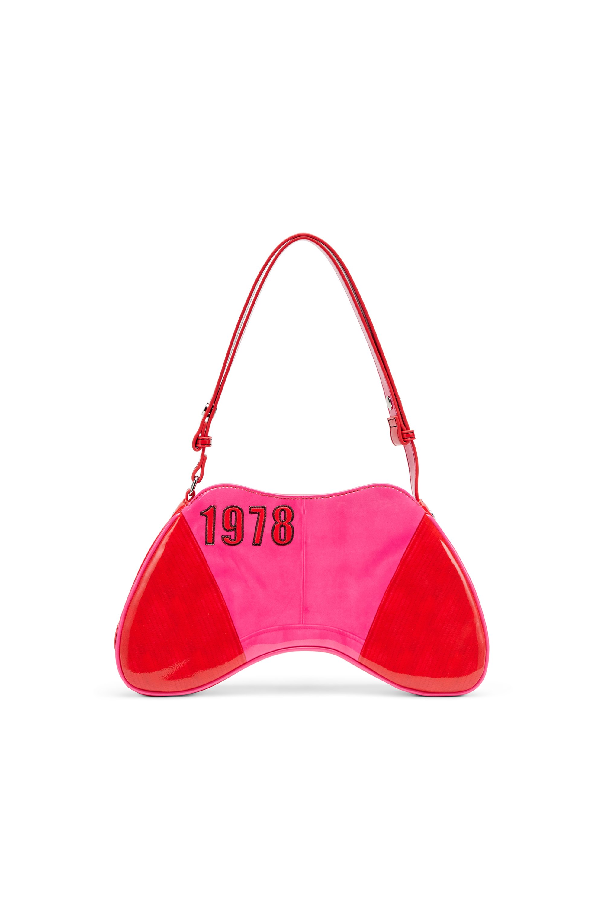 Diesel - PLAY SHOULDER, Female's Play-Glossy shoulder bag with biker details in ピンク / ホワイト - 2