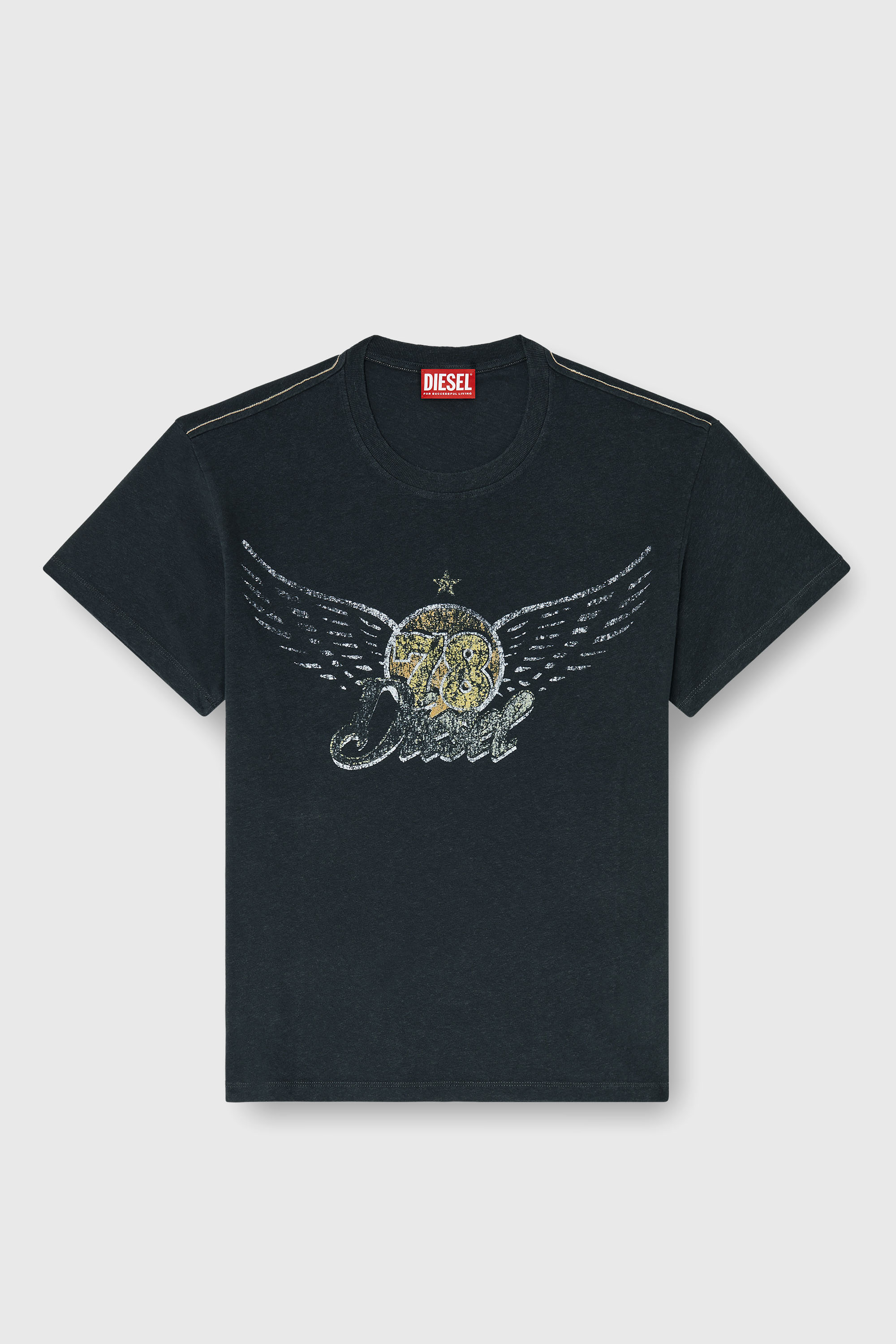 Diesel - T-GERIO-A, Male's Cotton-hemp T-shirt with concert graphics in ブラック - 2