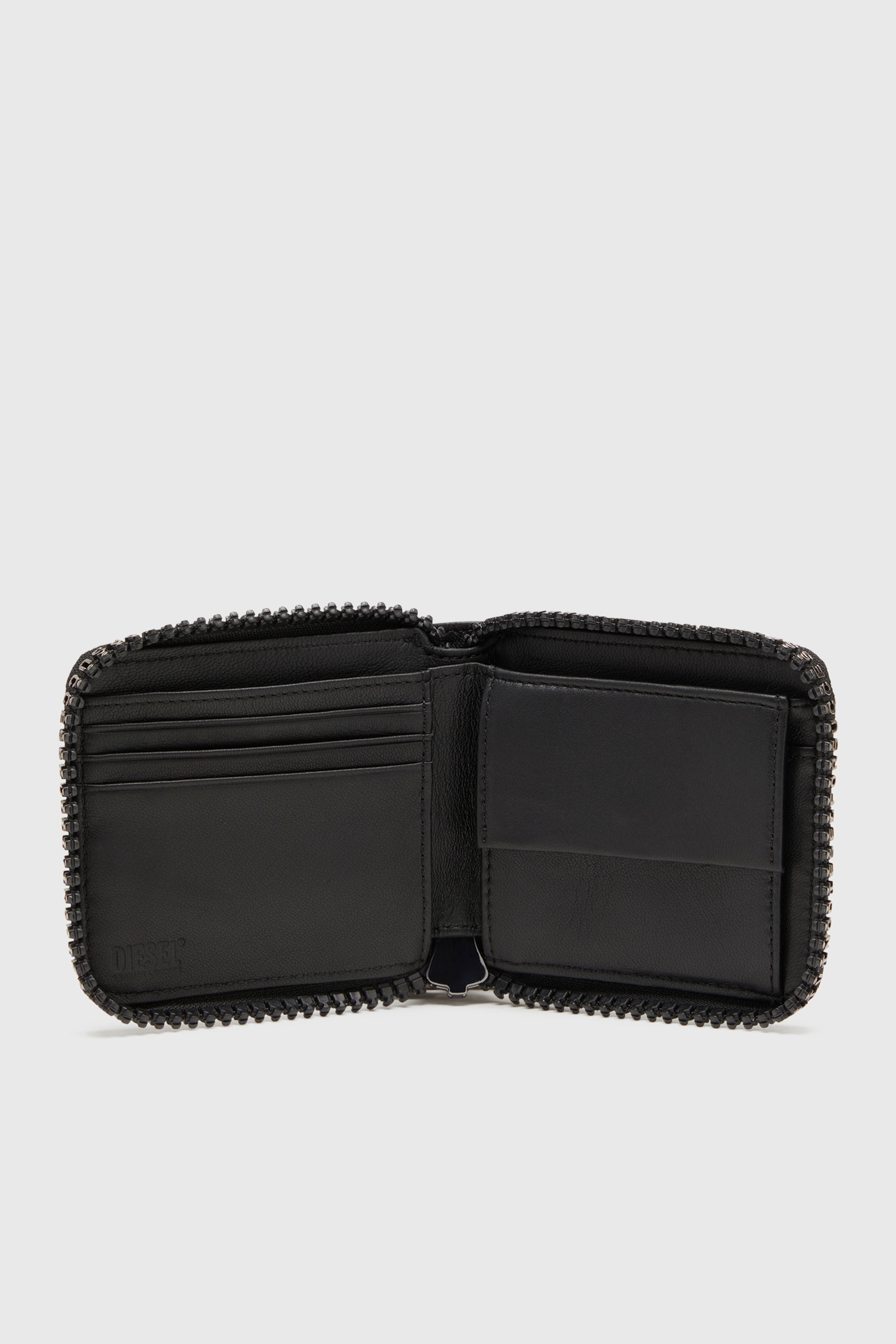 Diesel - ZIP-D BI-FOLD COIN ZIP XS, Male's Leather zip wallet with logo zip in ブラック - 3
